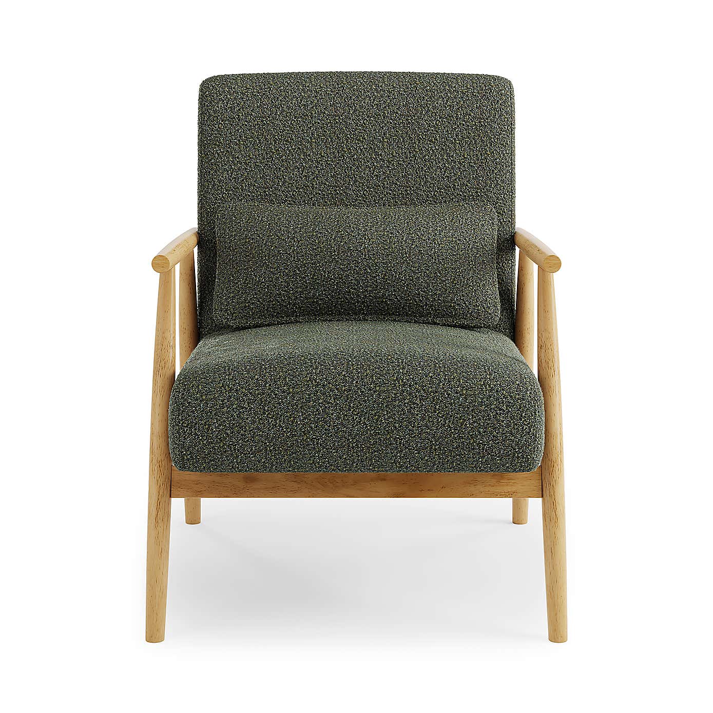 Alpine Spindle Boucle Wooden Arm Accent Chair