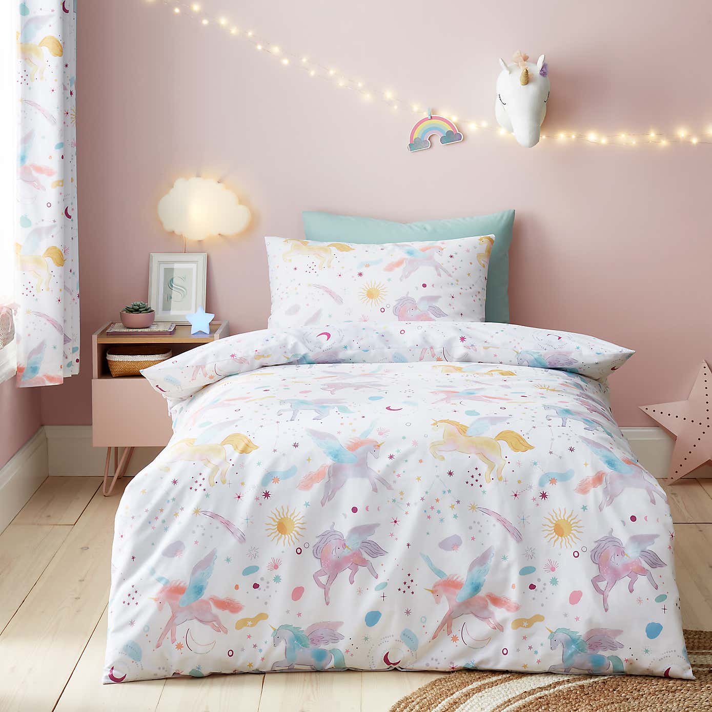 Celestial Unicorn Reversible Polycotton Duvet Cover & Pillowcase Set