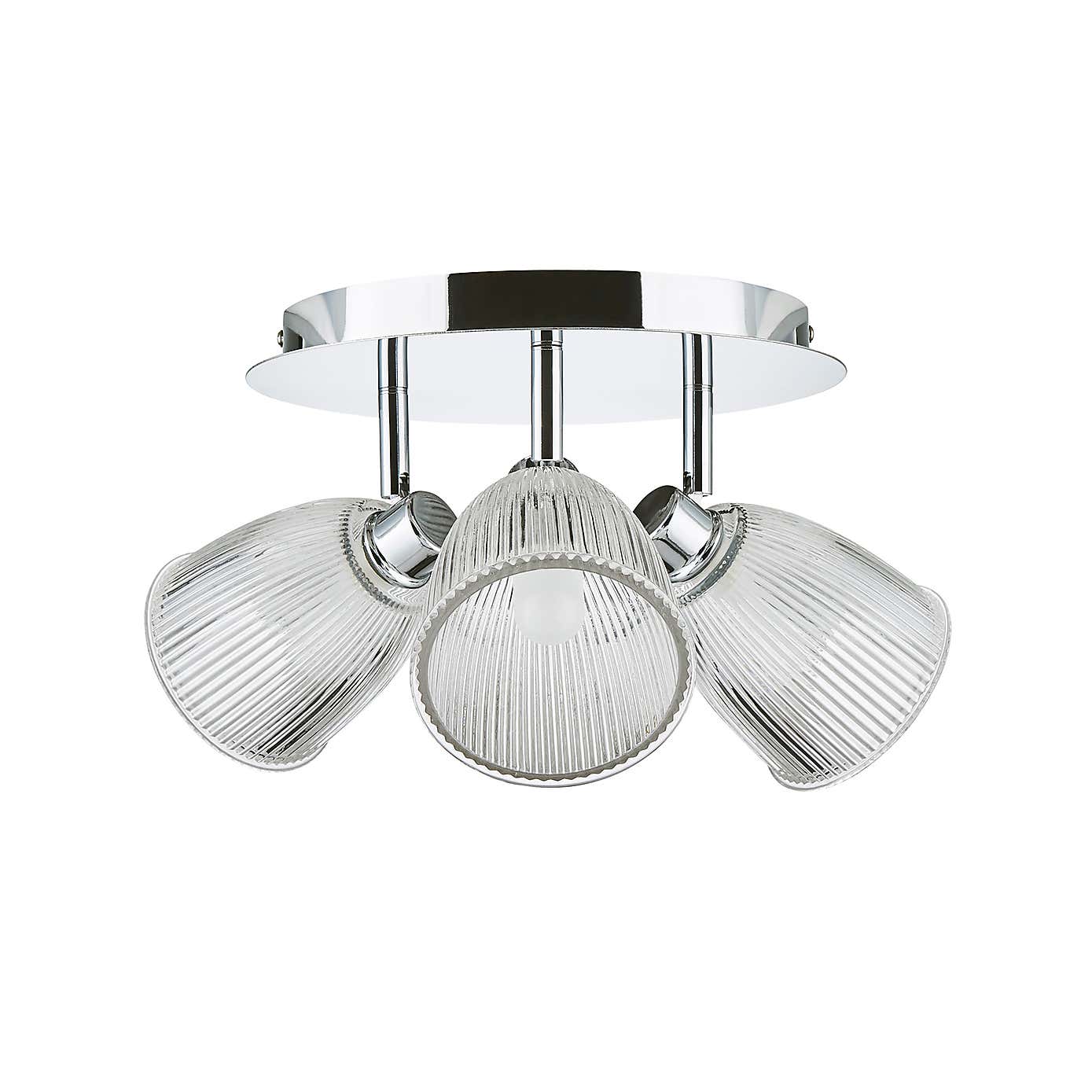 Bremont 3 Light Ribbed Glass Bathroom Spotlight