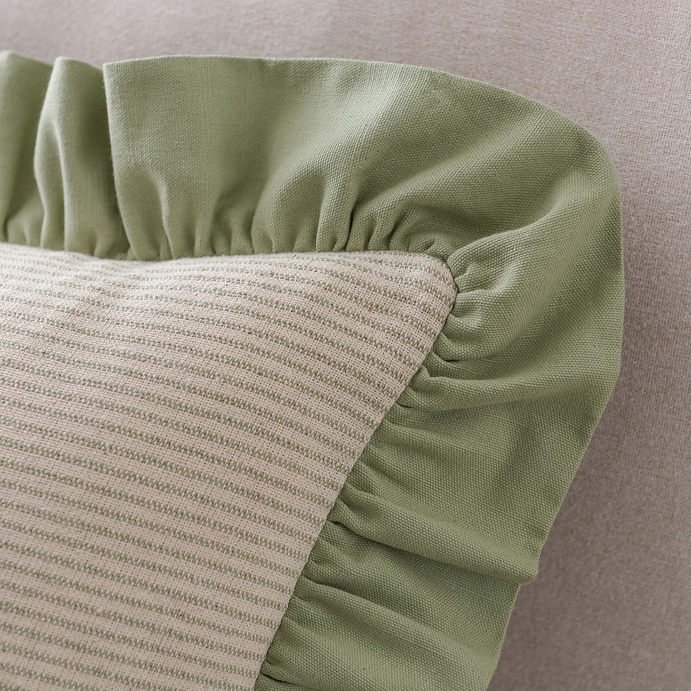 Isabelle Striped Ruffle Cotton Square Cushion Cover