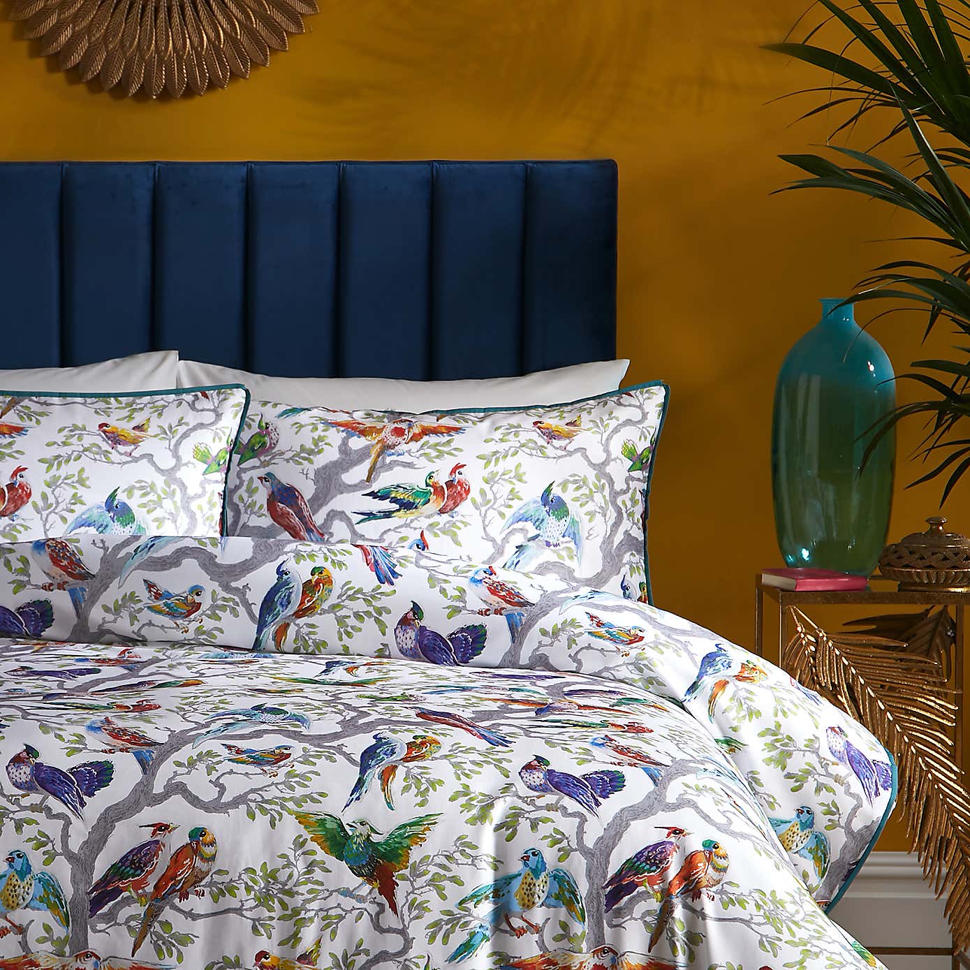 Laurence Llewelyn-Bowen Birdity 200 Thread Count Cotton Duvet Cover and Pillowcase Set