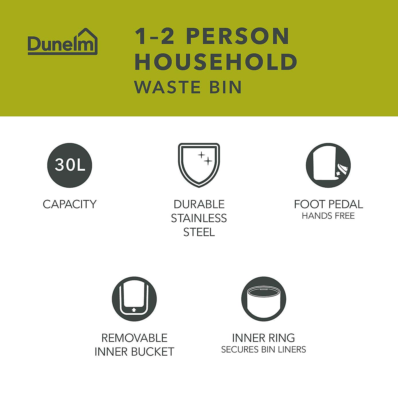 Spectrum Black 30 Litre Pedal Bin