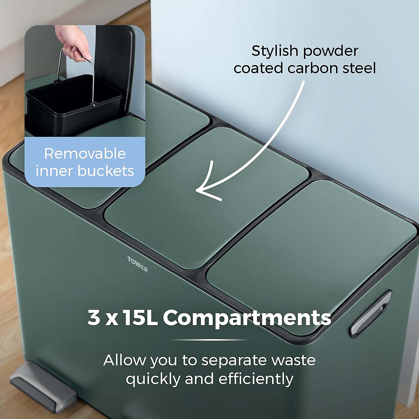 Tower 45L Recycling Pedal Bin