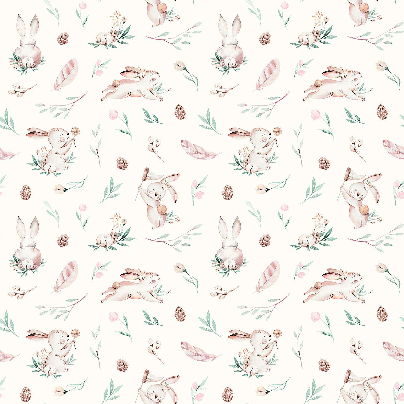 Watercolour Bunnies Wallpaper