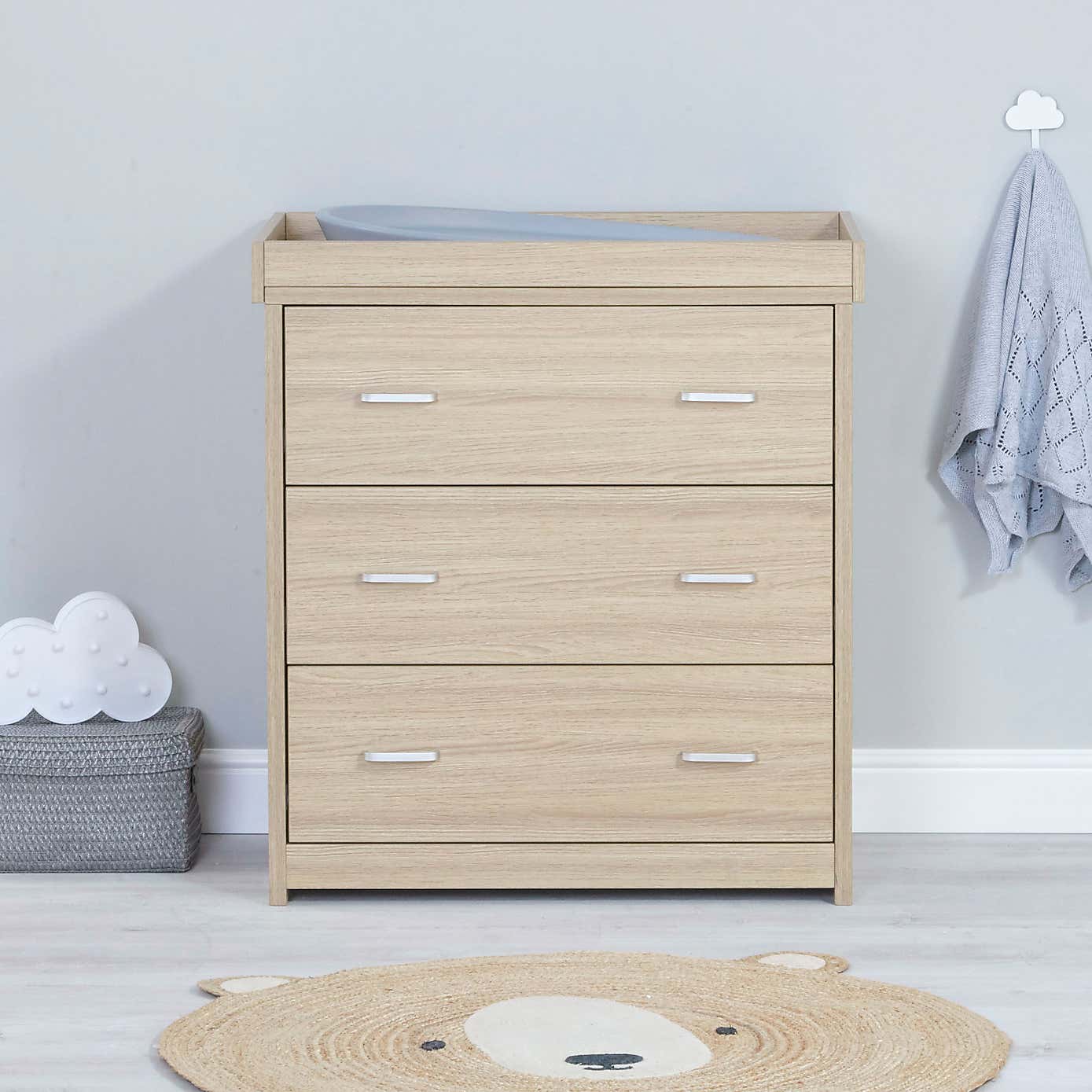 Return - Babymore Luno Veni 3 Drawer Chest & Changing Unit, Oak