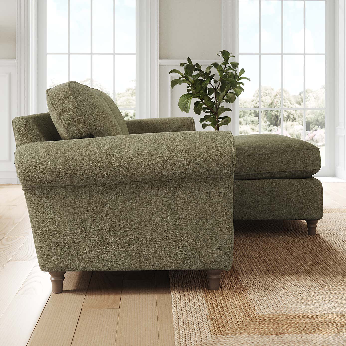 Flori Corner Chaise Sofa, Soft Chenille