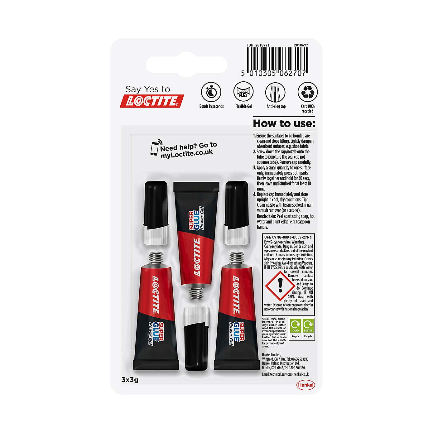 Loctite Super Glue Power Gel 3x1g Mini Trio