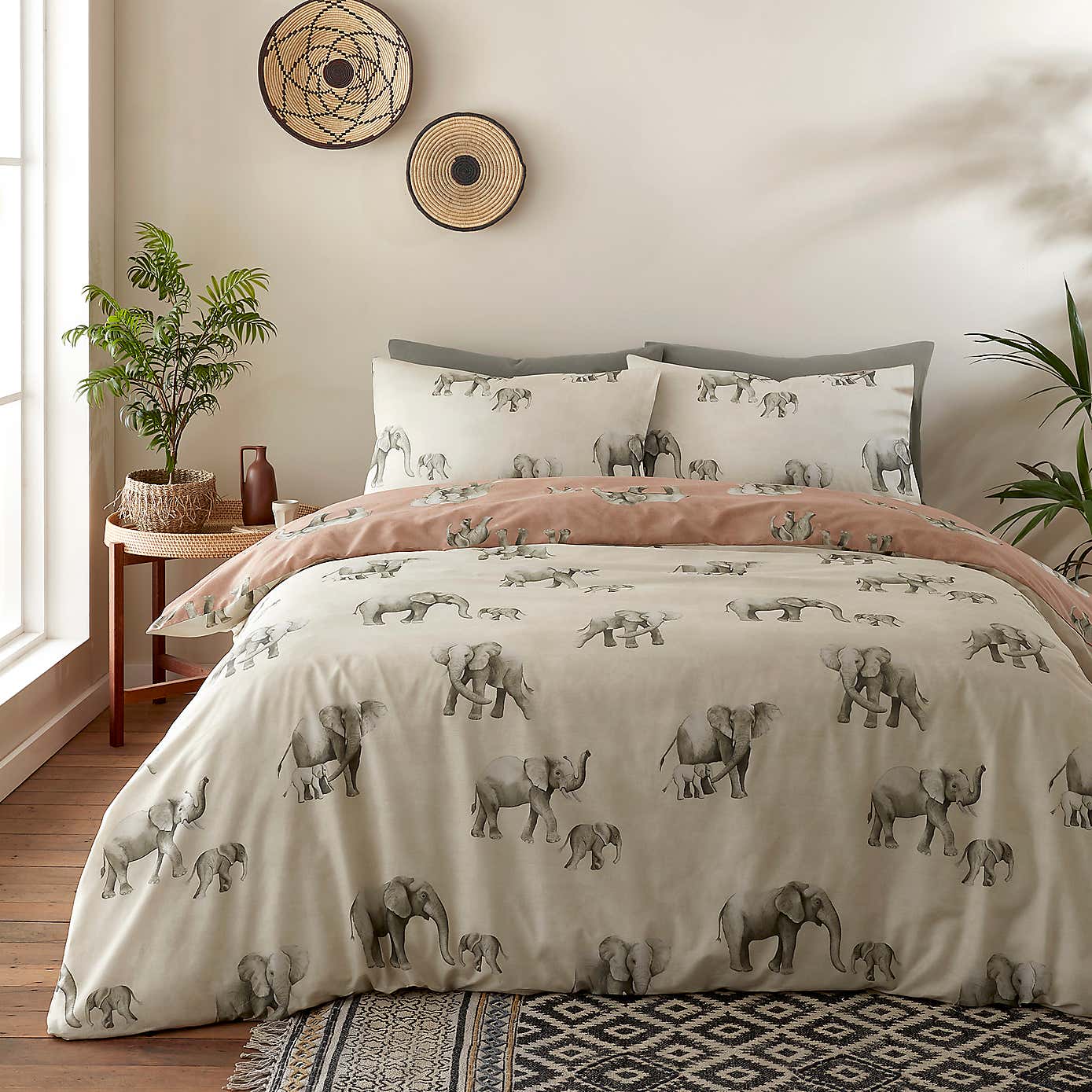 Fusion Ella Elephant Reversible Duvet Cover and Pillowcase Set