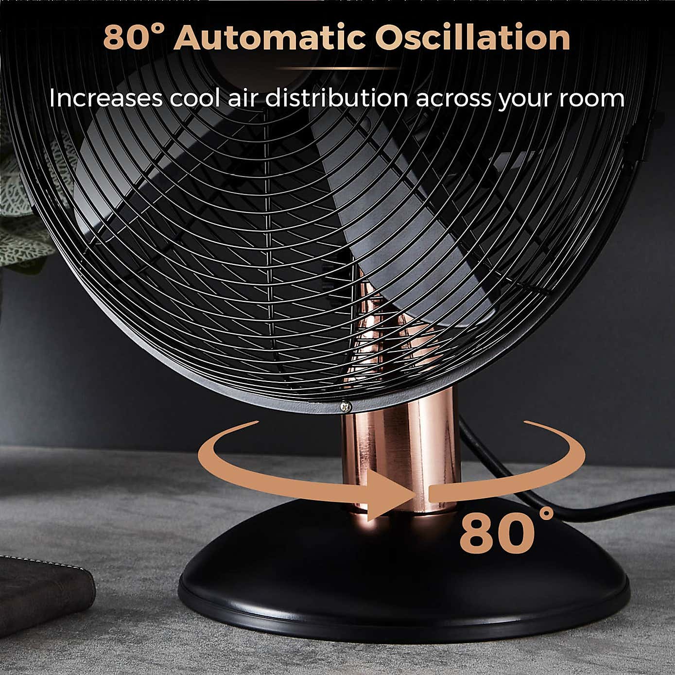 Tower Cavaletto 12" Rose Gold Desk Fan