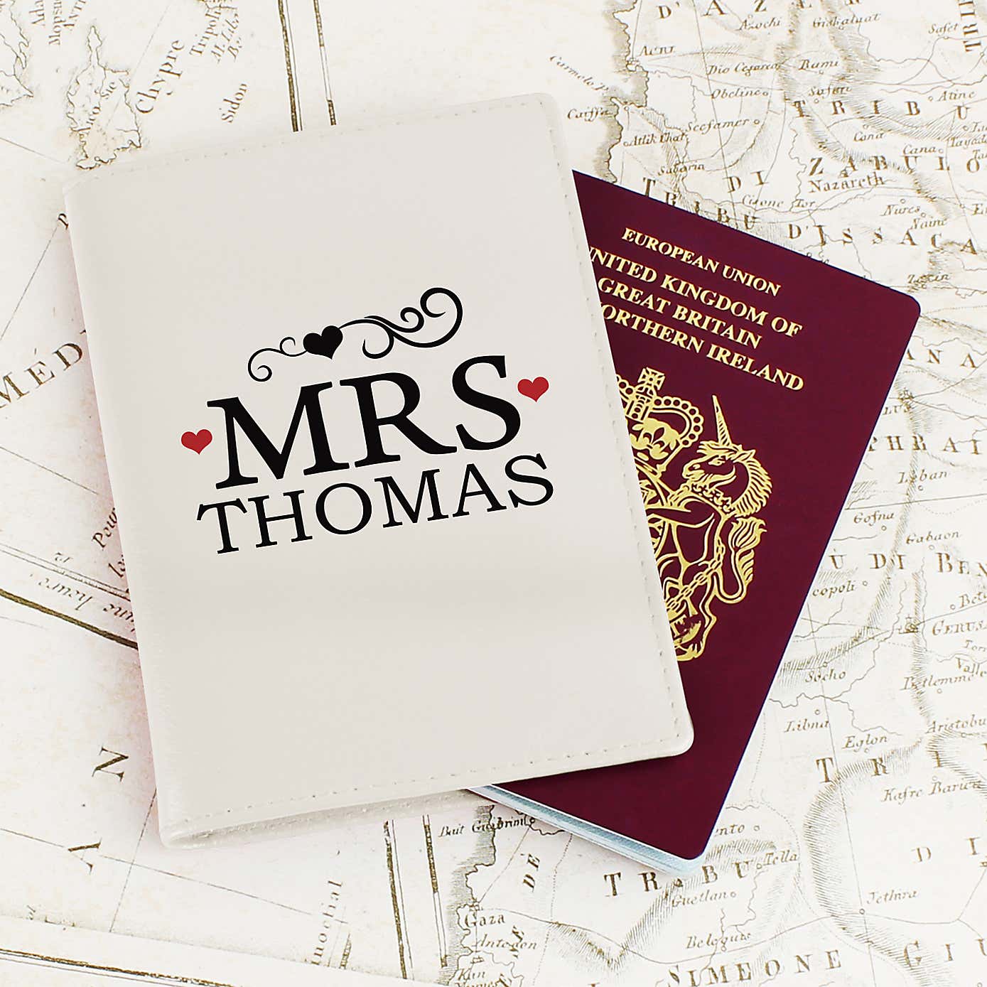 Personalised Mr and Mrs Cream Leather Passport Holders