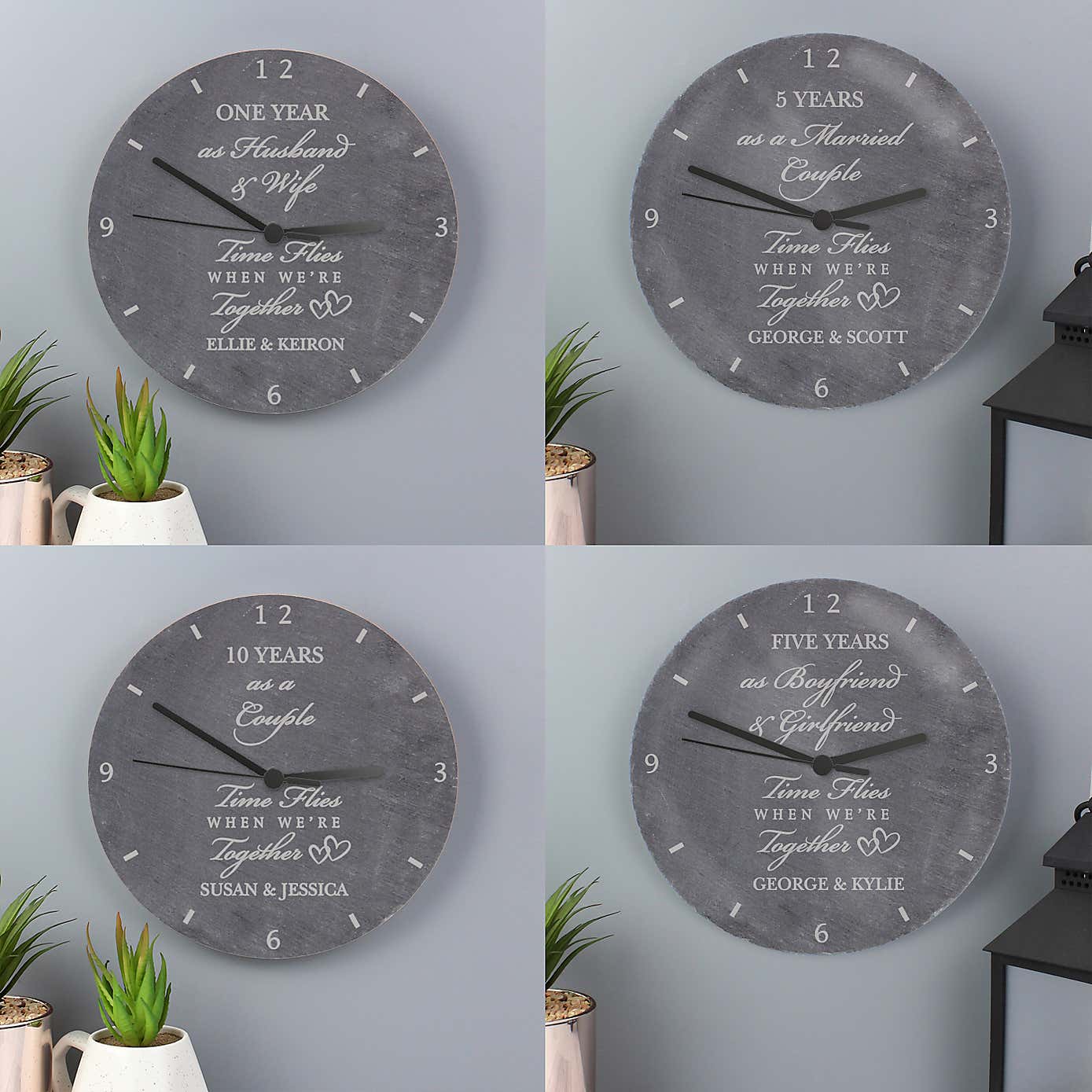 Personalised Anniversary Slate Clock