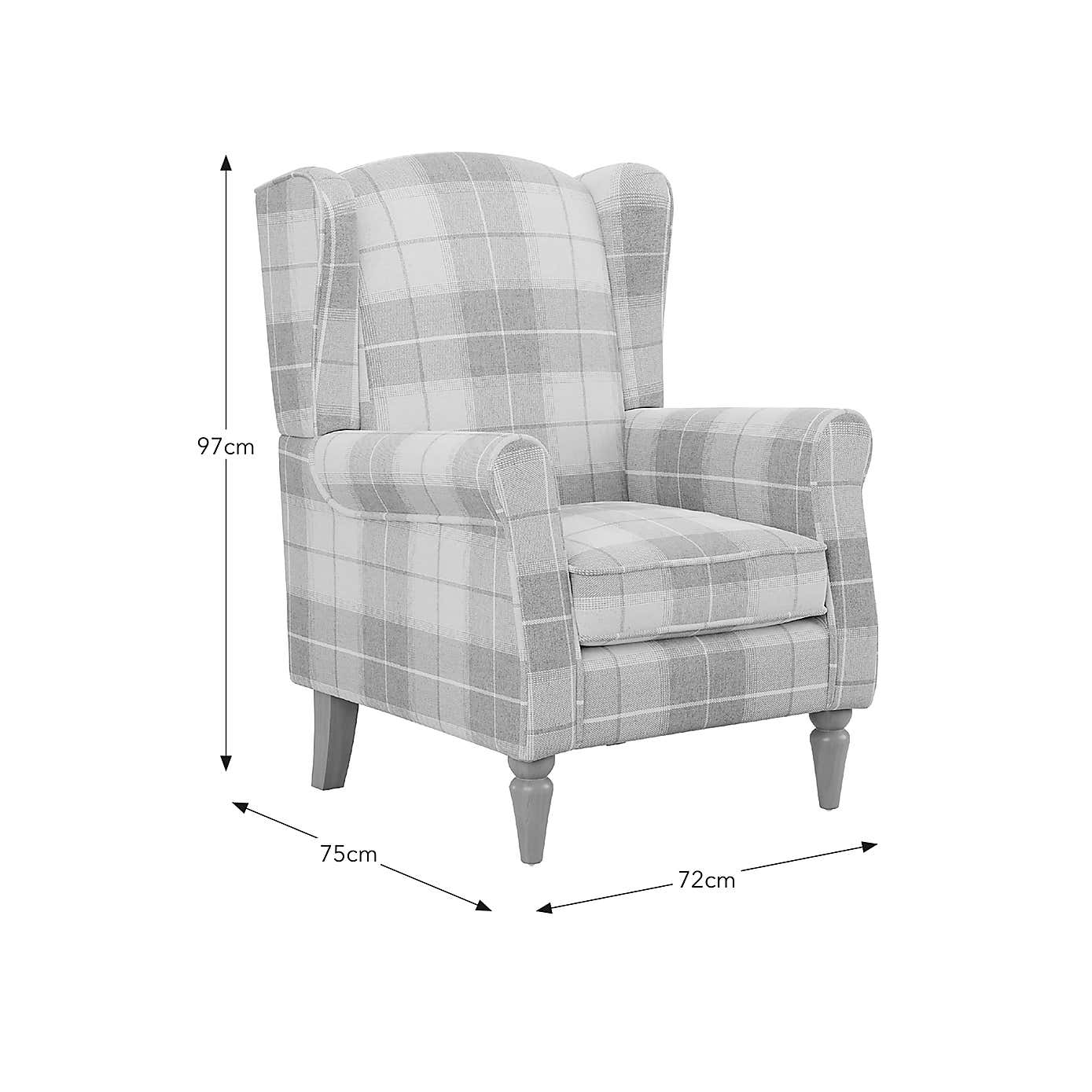 Oswald Check Armchair, Natural Grey