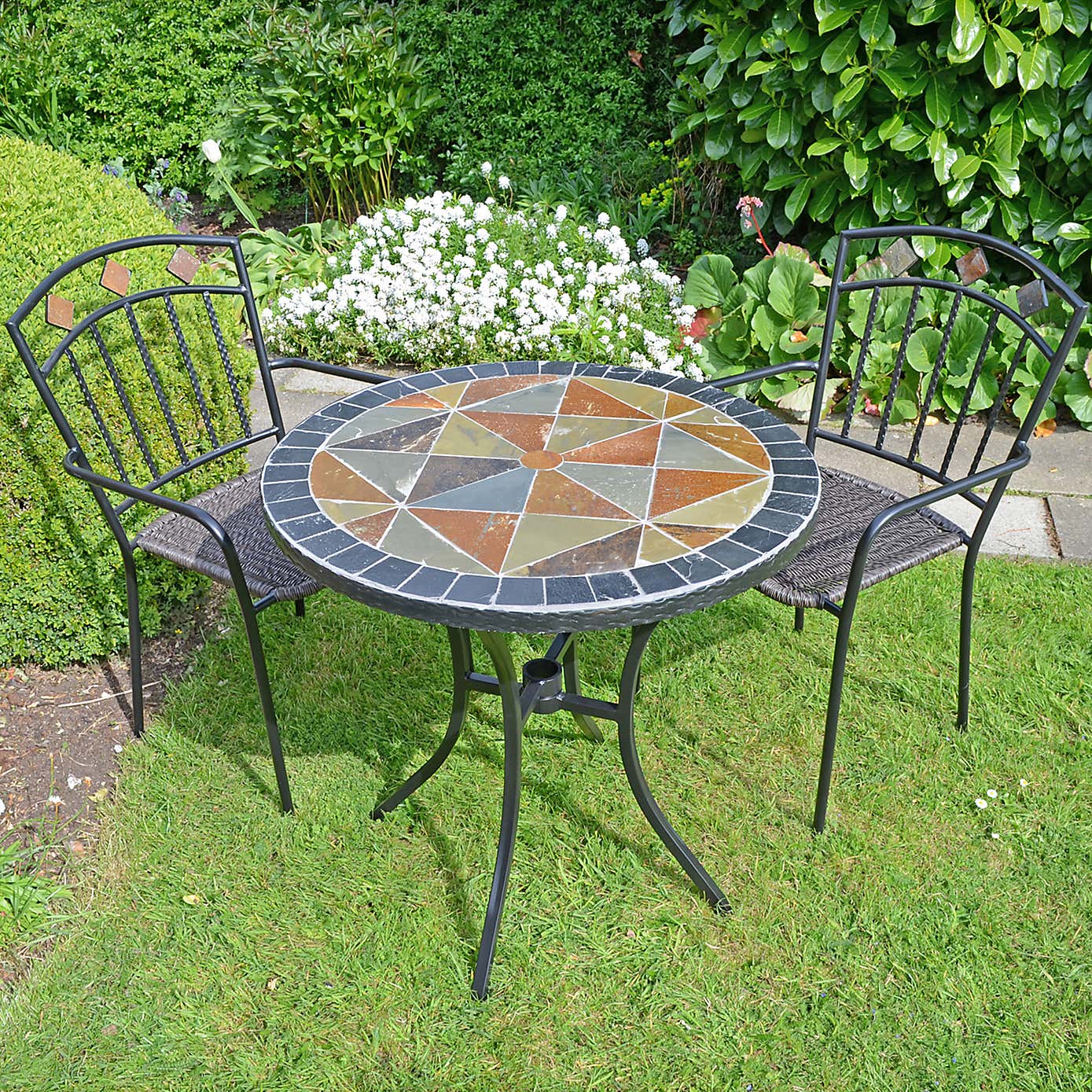 Tampa 76cm Bistro Table Set with 2 Mayfield Chairs