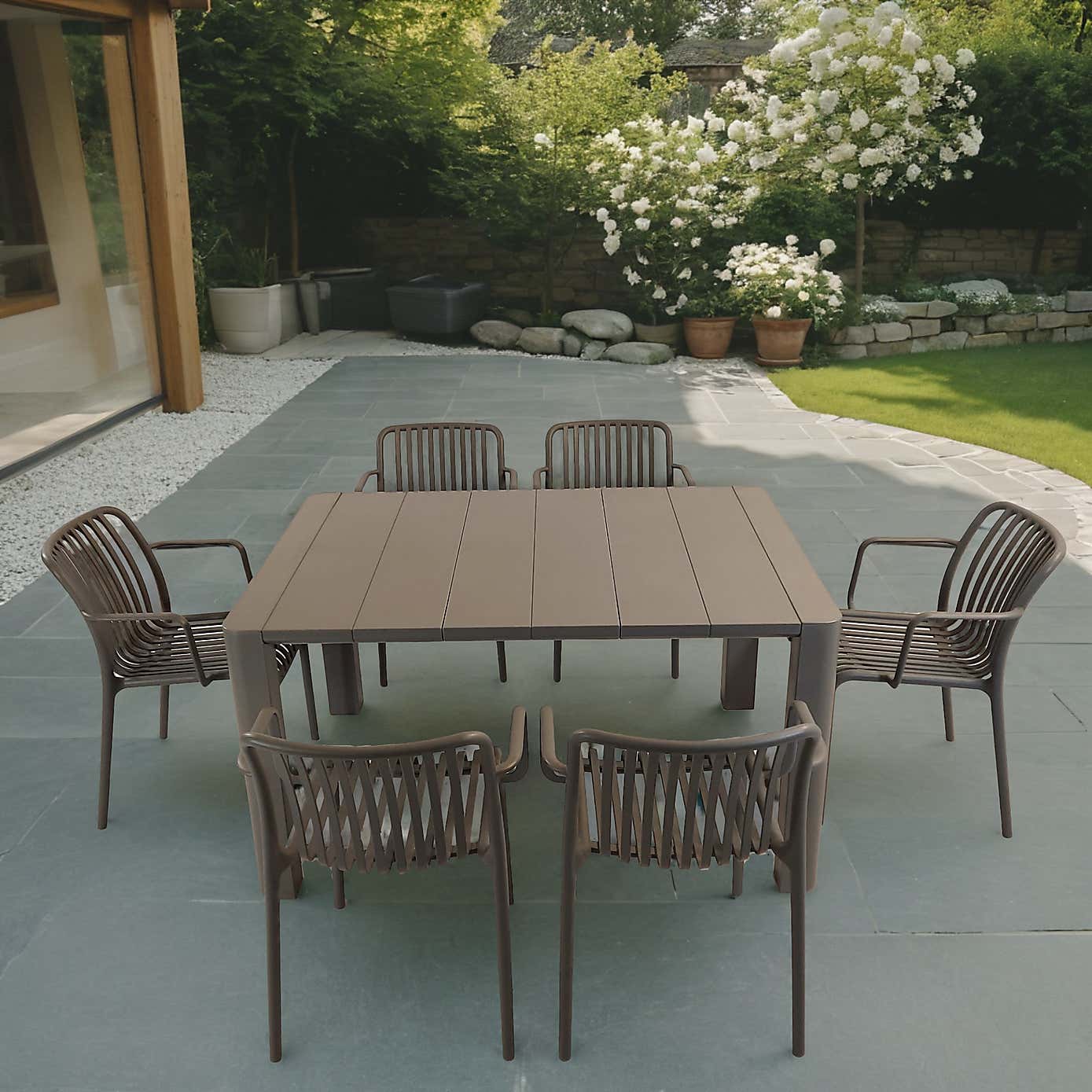 Modura Henrik Rectangular Dining Table with 6 Alma Armchairs