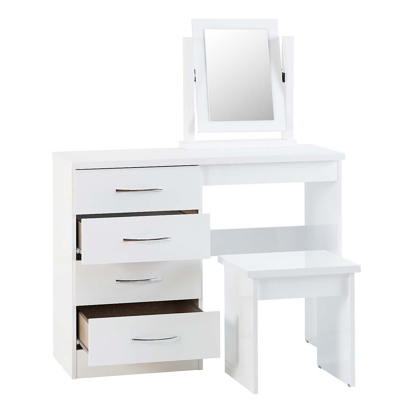 Nevada 4 Drawer Dressing Table Set with Mirror
