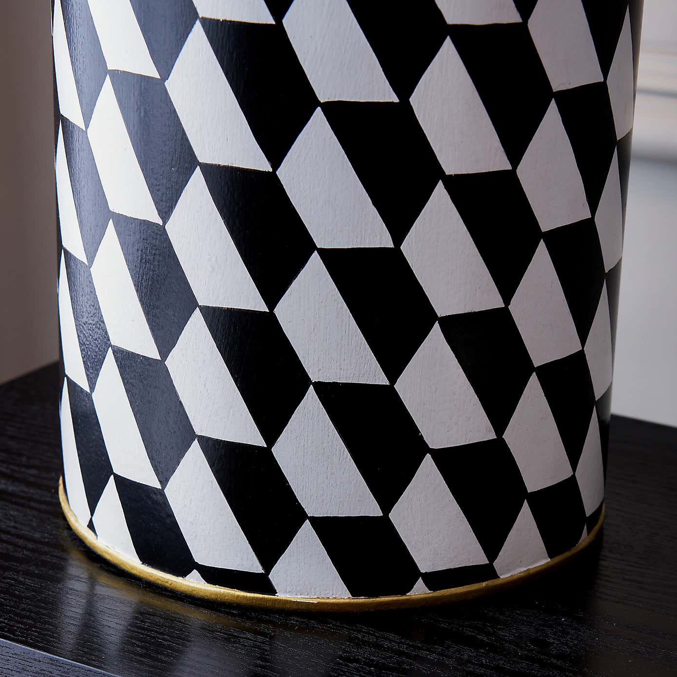 Victor Geometric Hand Painted Table Lamp with 35cm Stellan Slubbed Silk Shade
