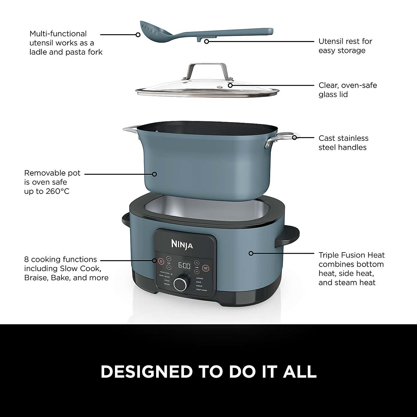 Ninja Foodi 8-in-1 Sea Salt Grey Possible Cooker