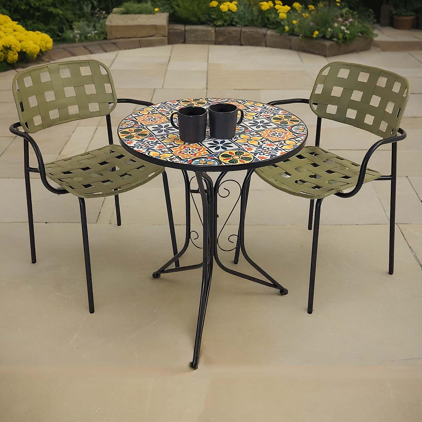 Summer Terrace Charlotte Round Bistro Table with 2 Karin Chairs