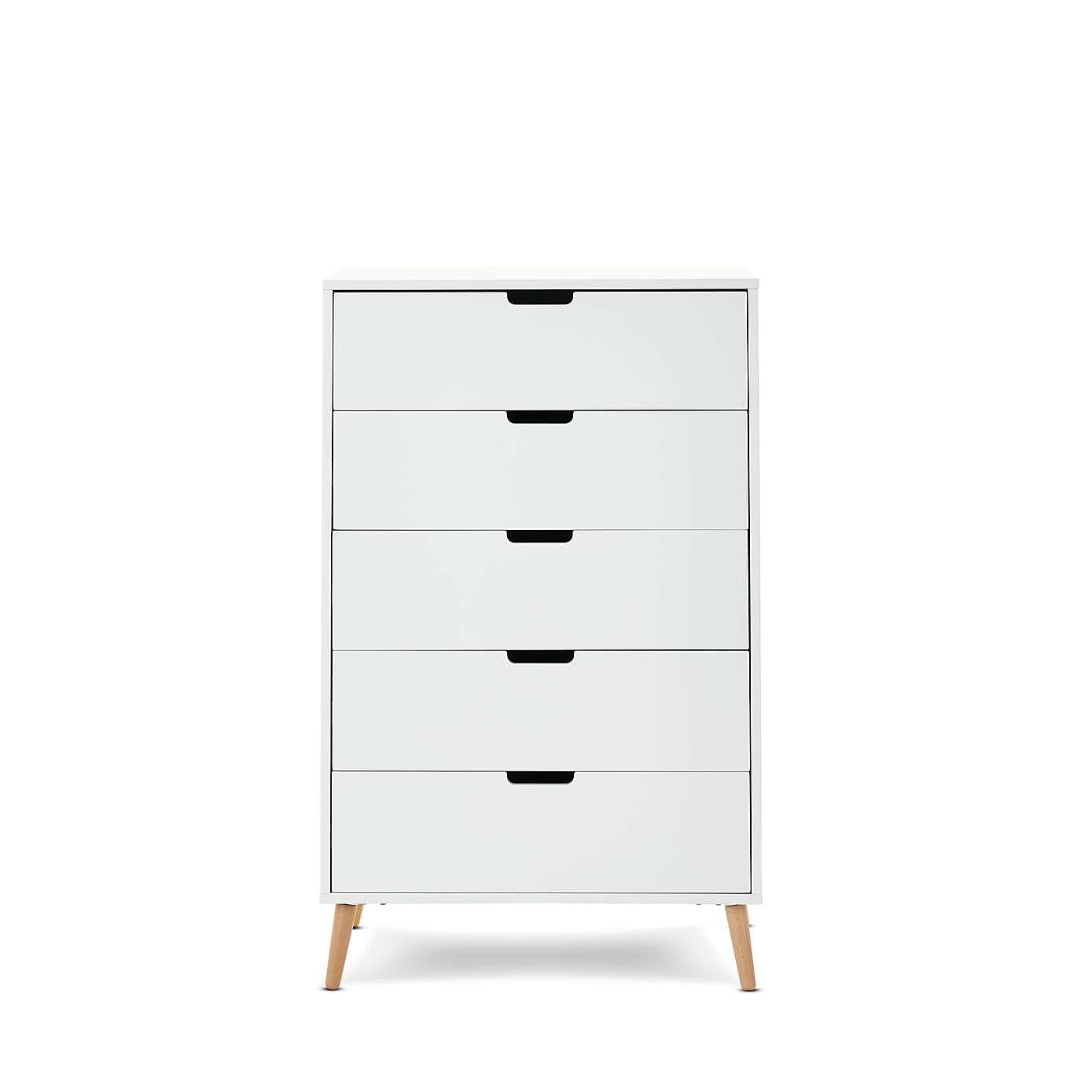 Obaby Maya Tall 5 Drawer Chest, White