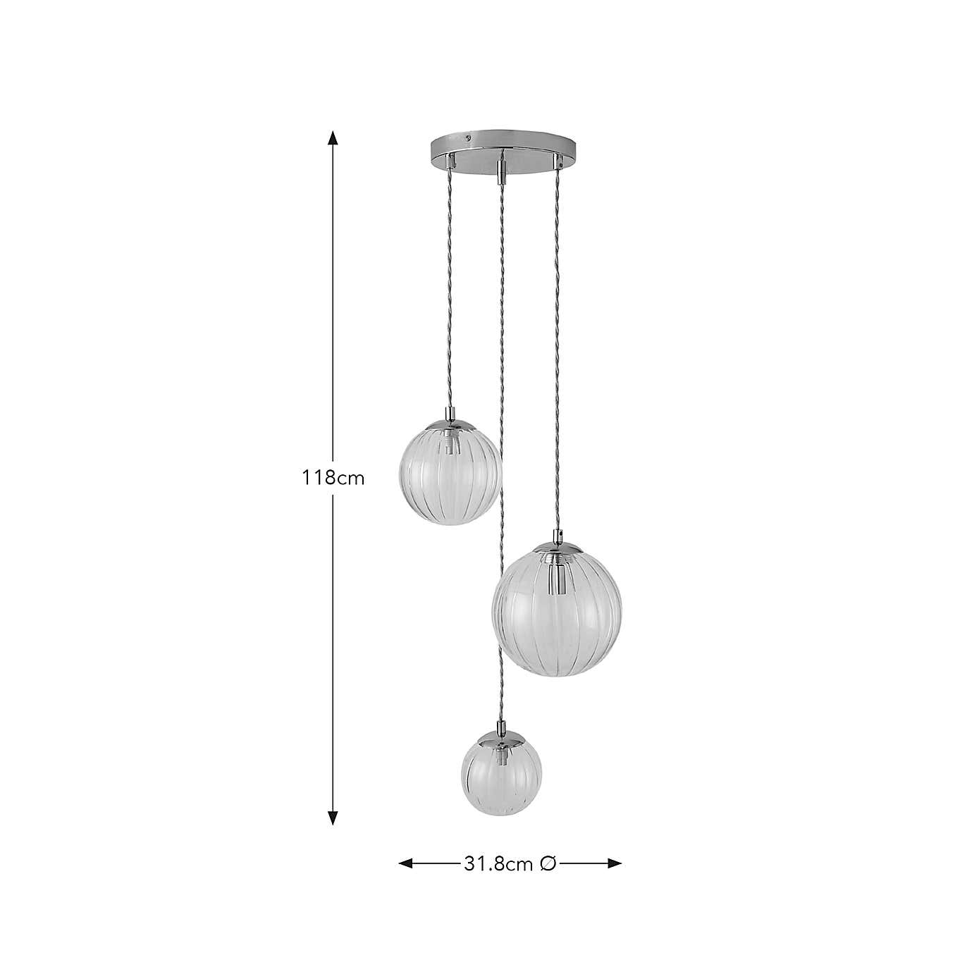 Eli Ribbed 3 Light Adjustable Cluster Ceiling Light