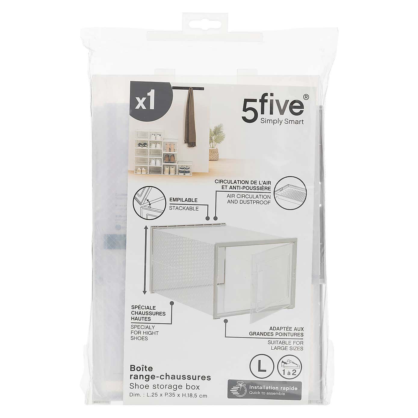 Set of 2 Stackable Clear Shoe Boxes