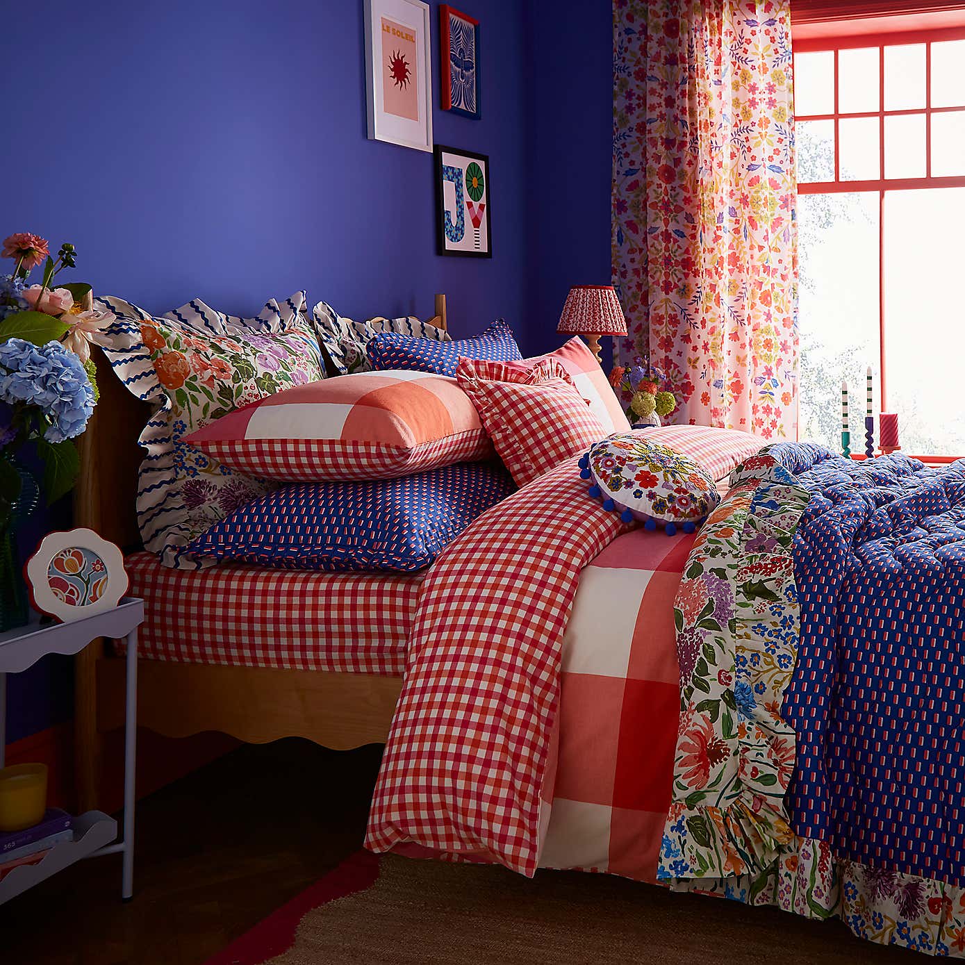 Sophie Robinson Picnic Plaid 100% Cotton Duvet Cover & Pillowcase Set