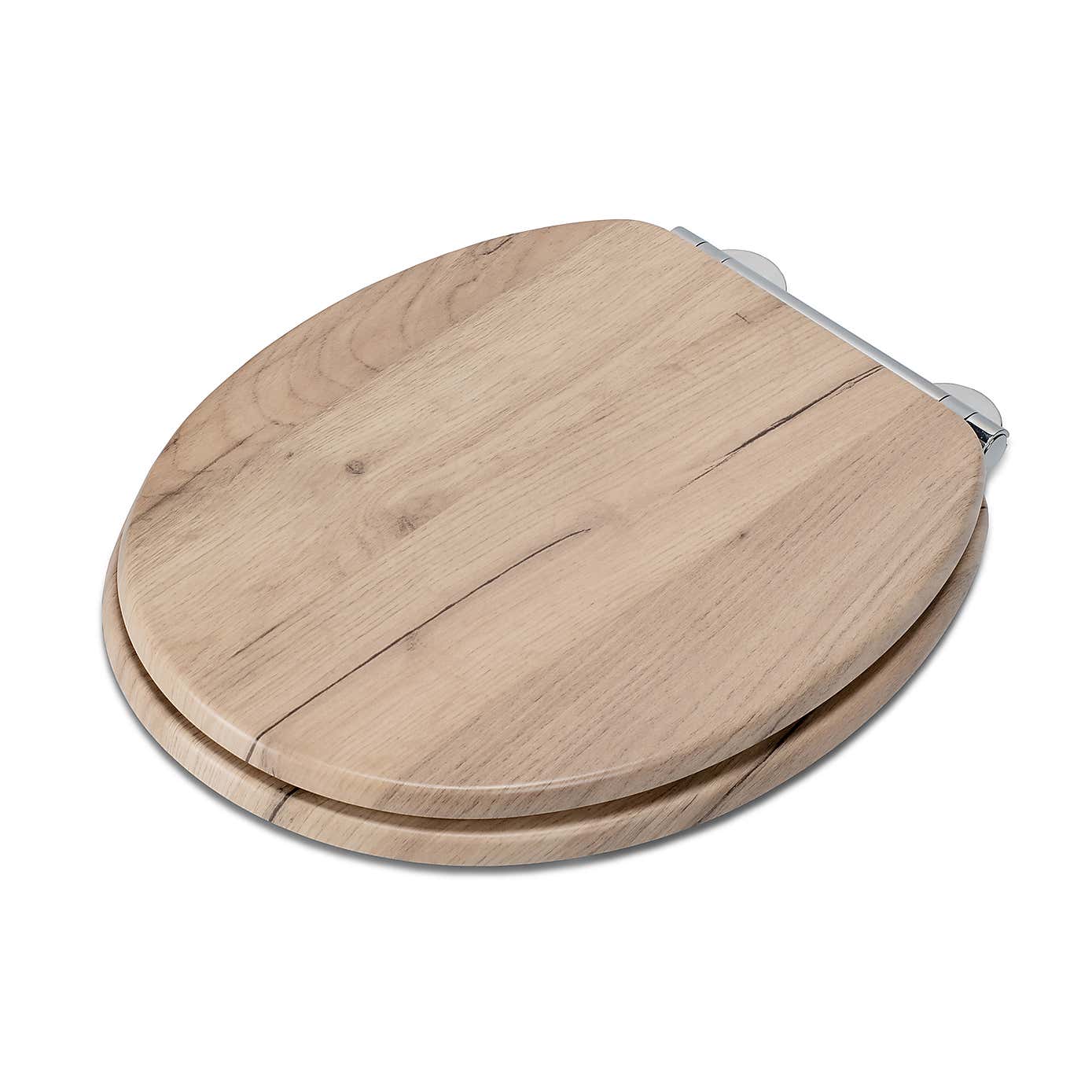 Croydex Corella Grey Oak Effect Flexi Fix Oval Toilet Seat