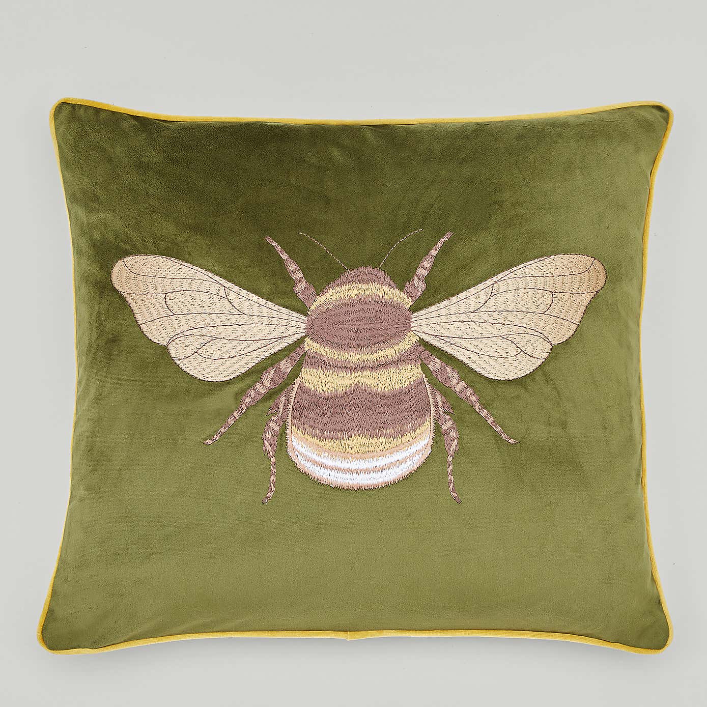 Embroidered Bee Square Cushion