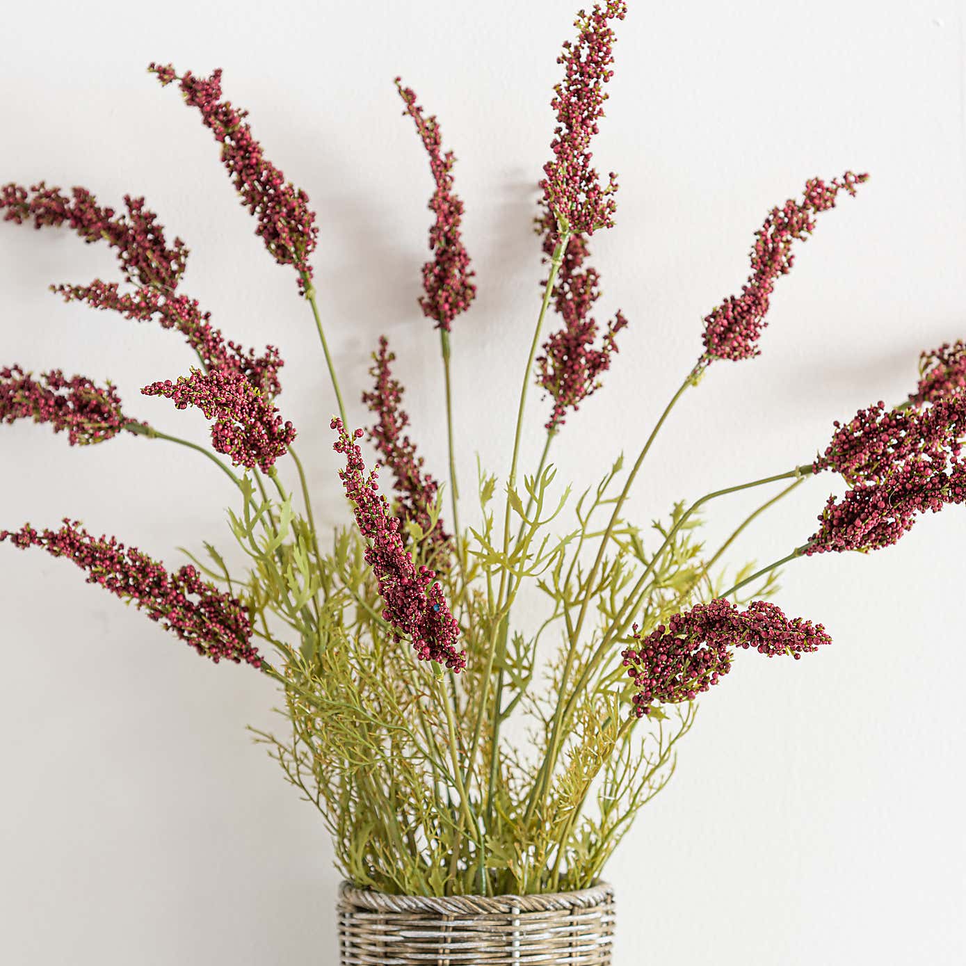 Artificial Lavender in Woven Plant Pot