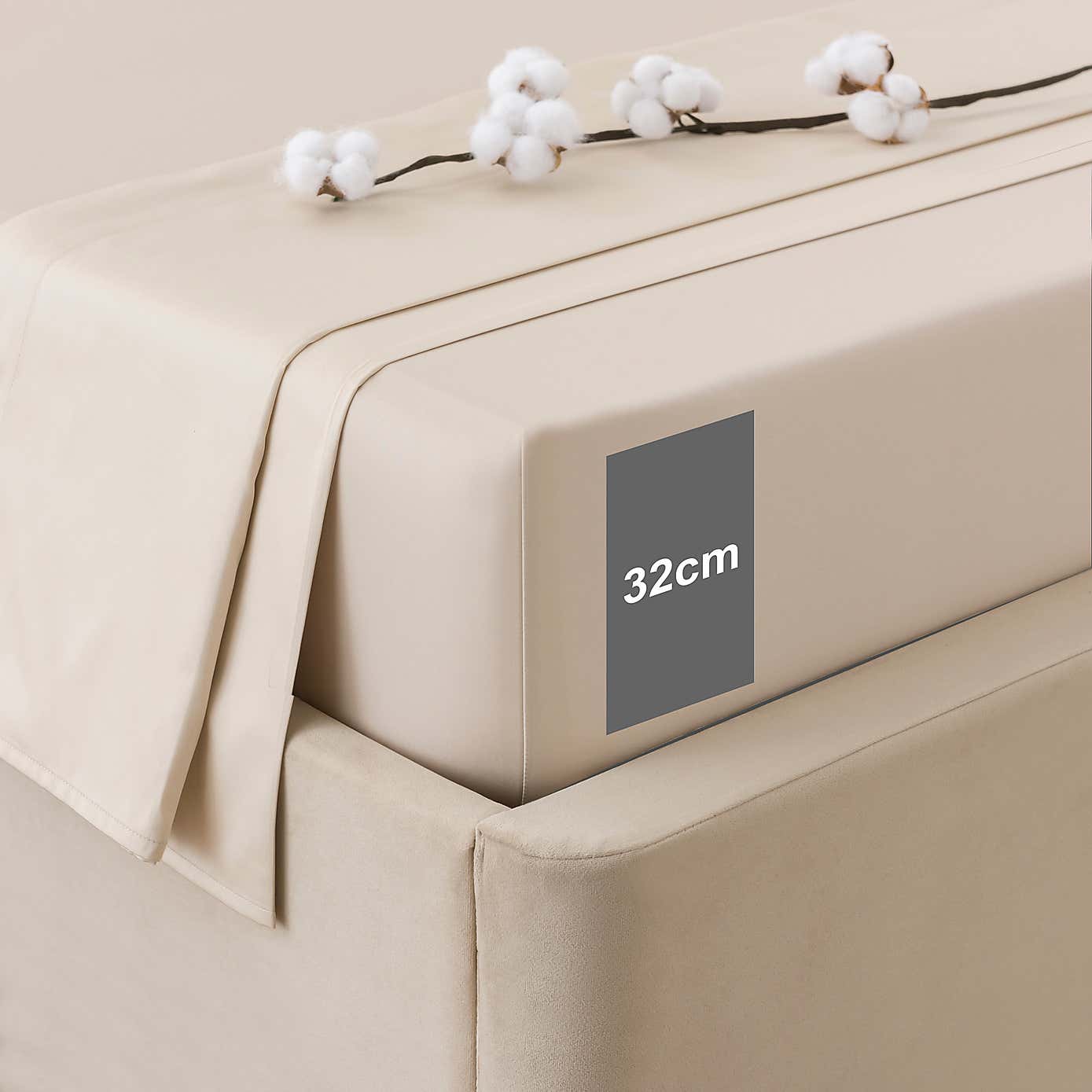 Dorma 300 Thread Count 100% Cotton Sateen Plain Fitted Sheet