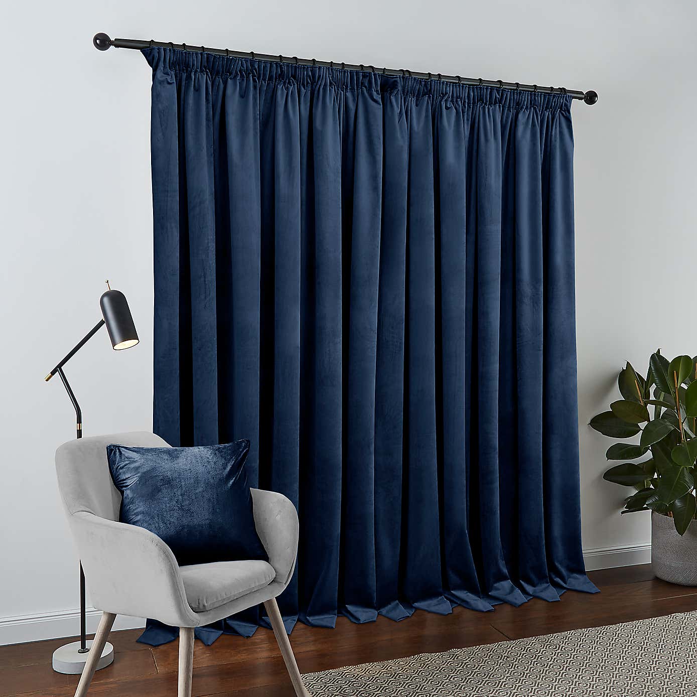 Recycled Velour Olive Pencil Pleat Curtains