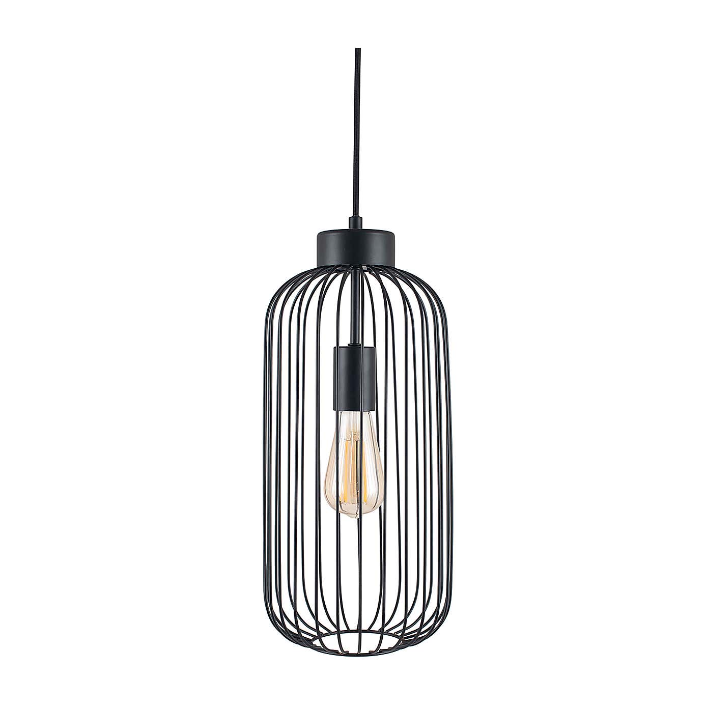 Dania Metal Wire Tall Pendant, Matt Black
