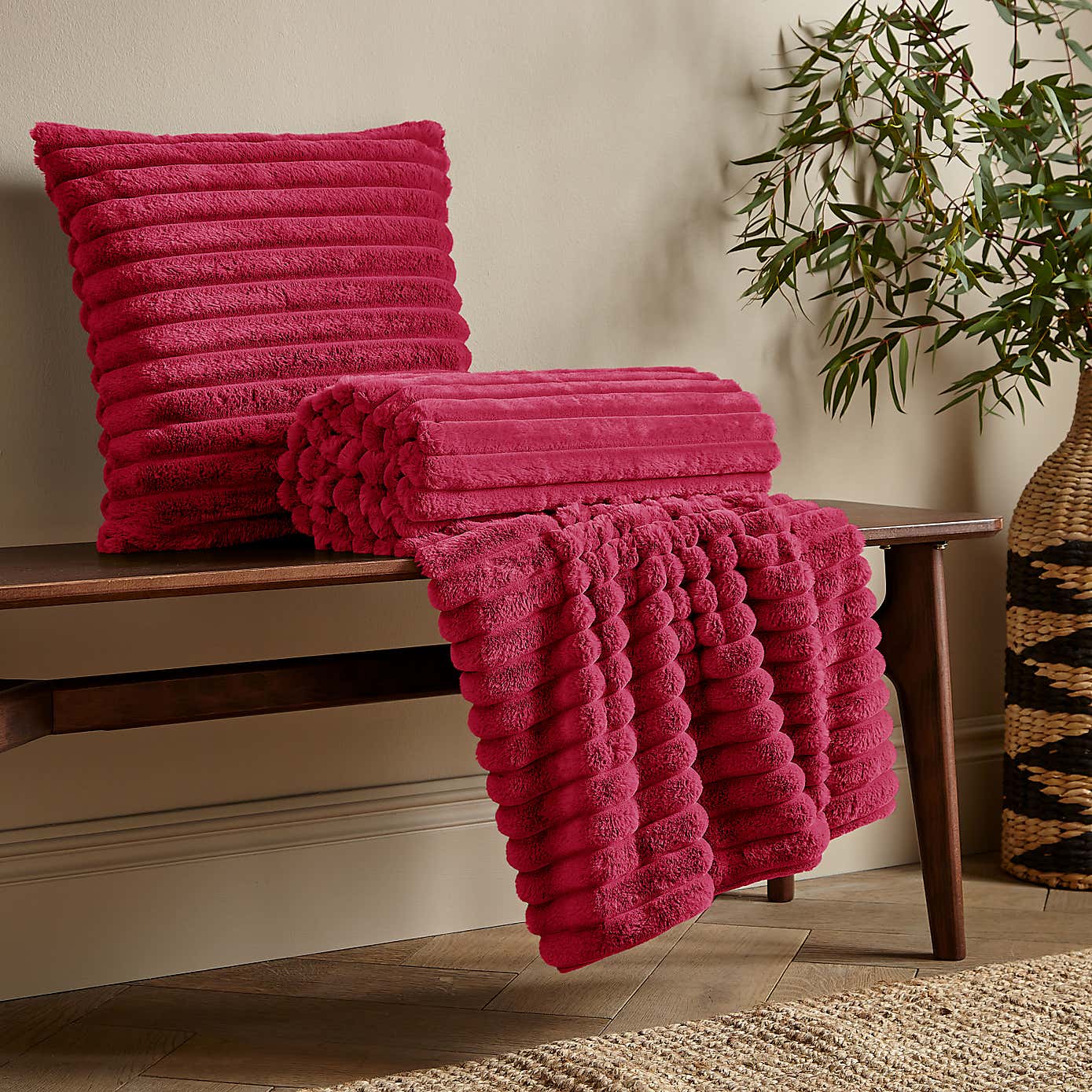 Catherine Lansfield Cosy Ribbed Square Cushion