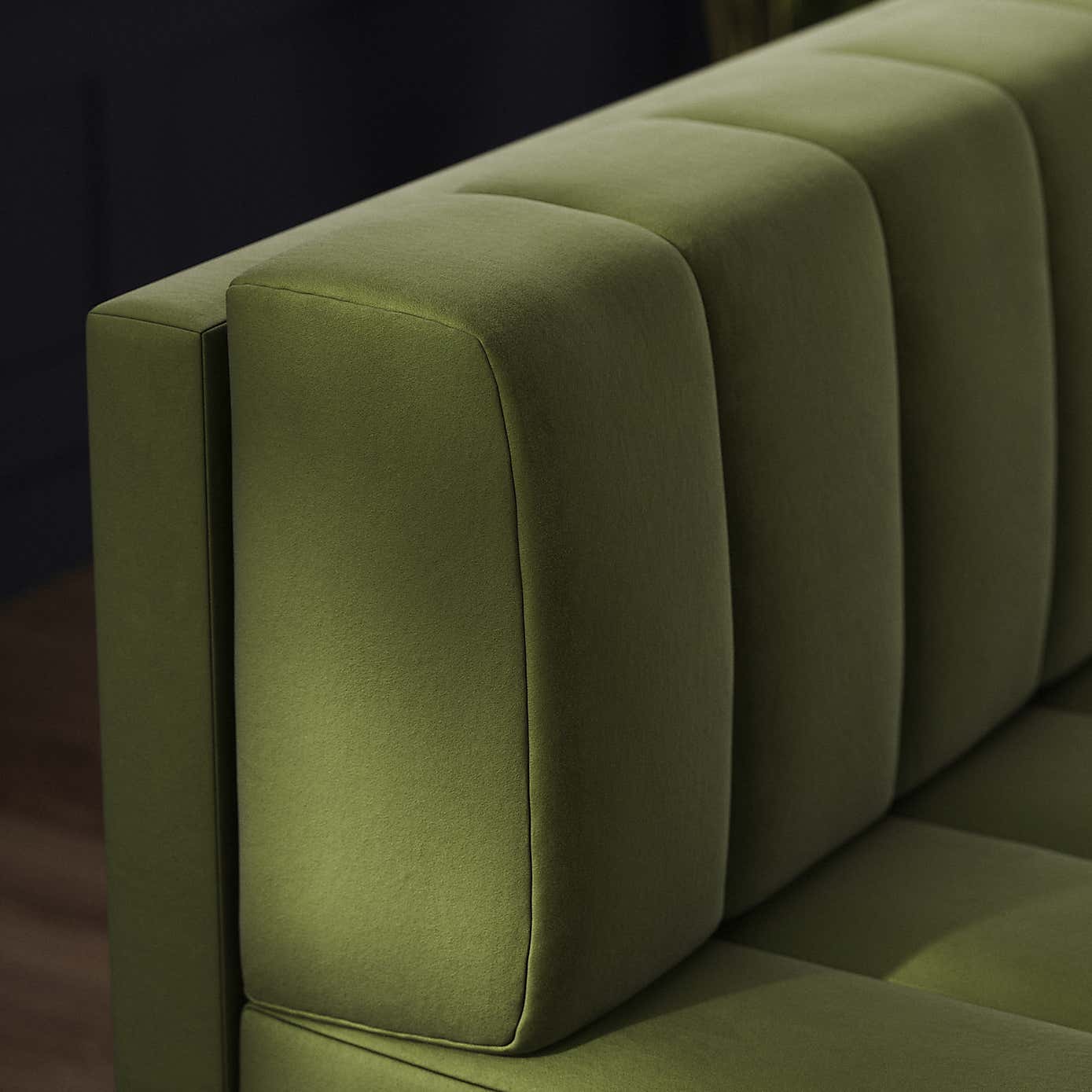 Amali Corner Dining Bench, Matte Plush Velvet