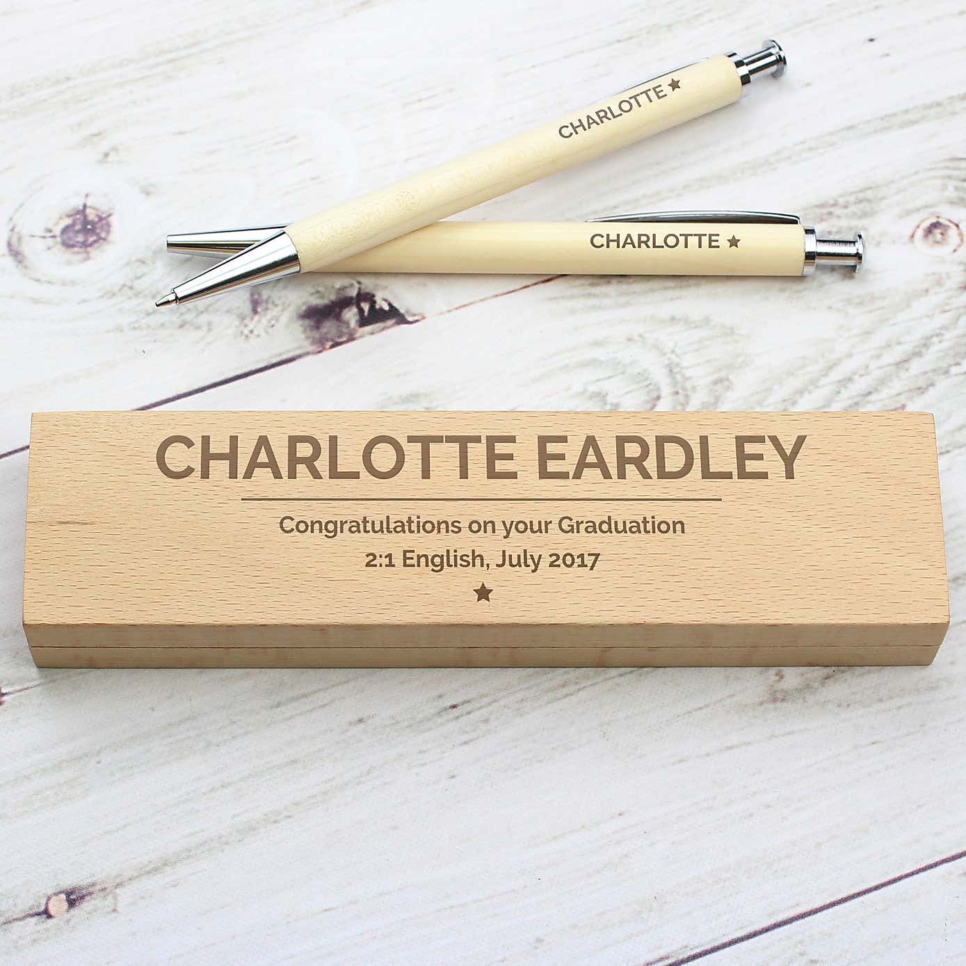 Personalised Classic Wooden Pen and Pencil Box Set
