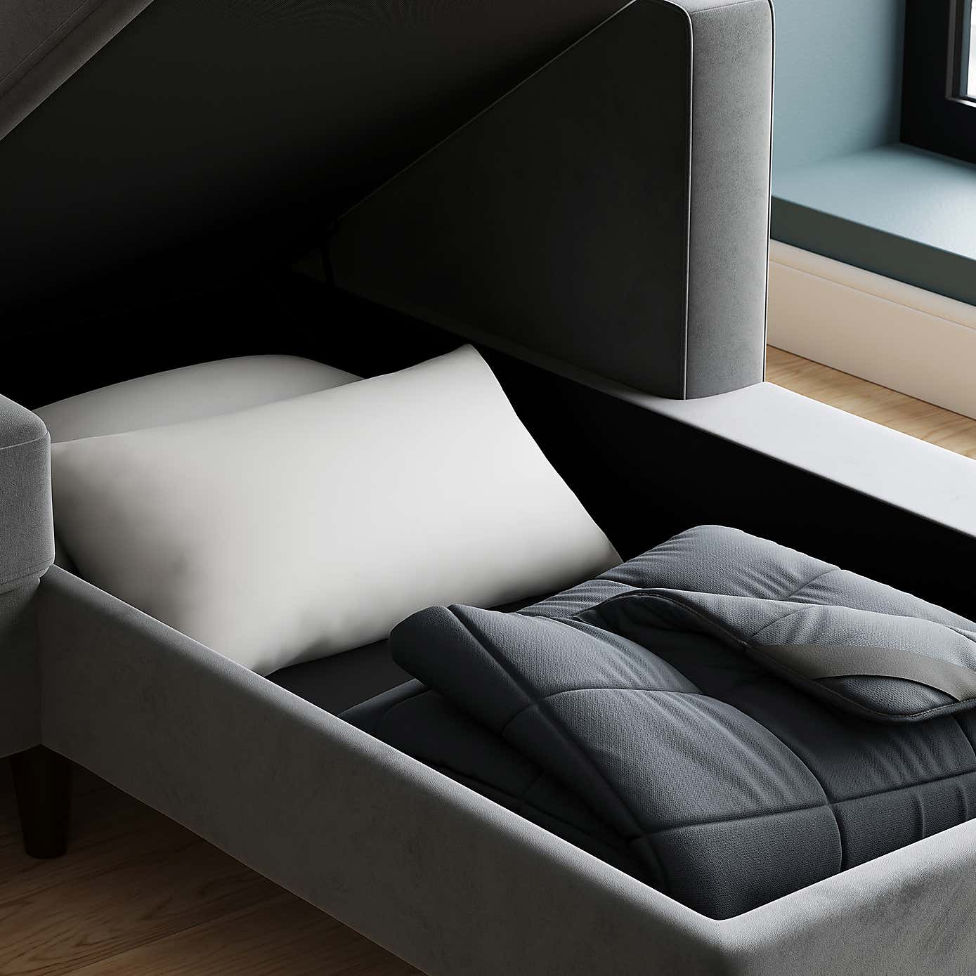 Zoe 4 Seater Corner Double Sofa Bed, Velvet