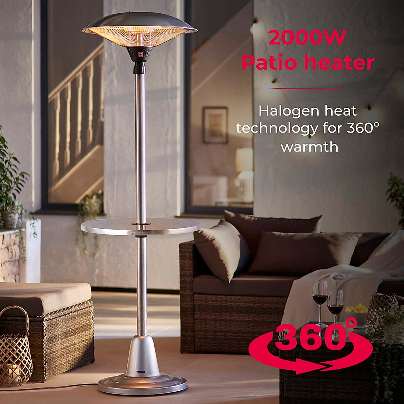 Tower ASTRID 2000W Patio Table Heater, Aluminium