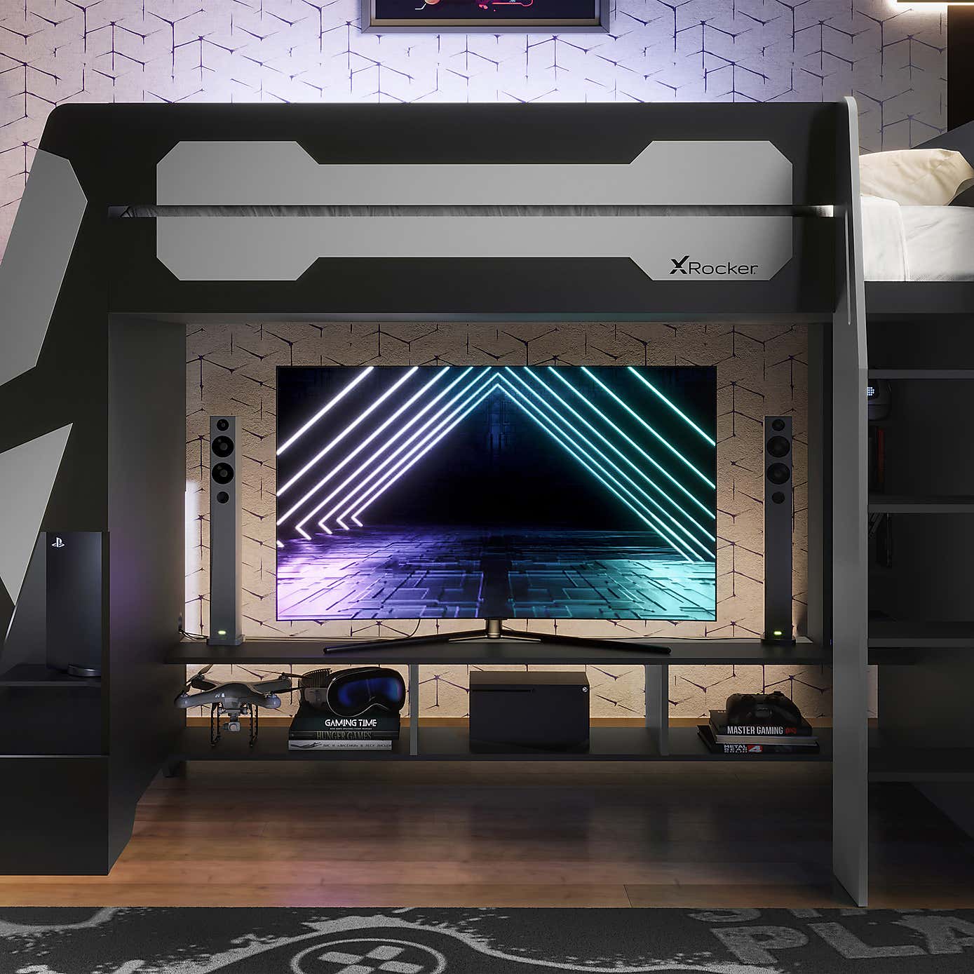 X Rocker Garrison High Sleeper Gaming Bed with Desk