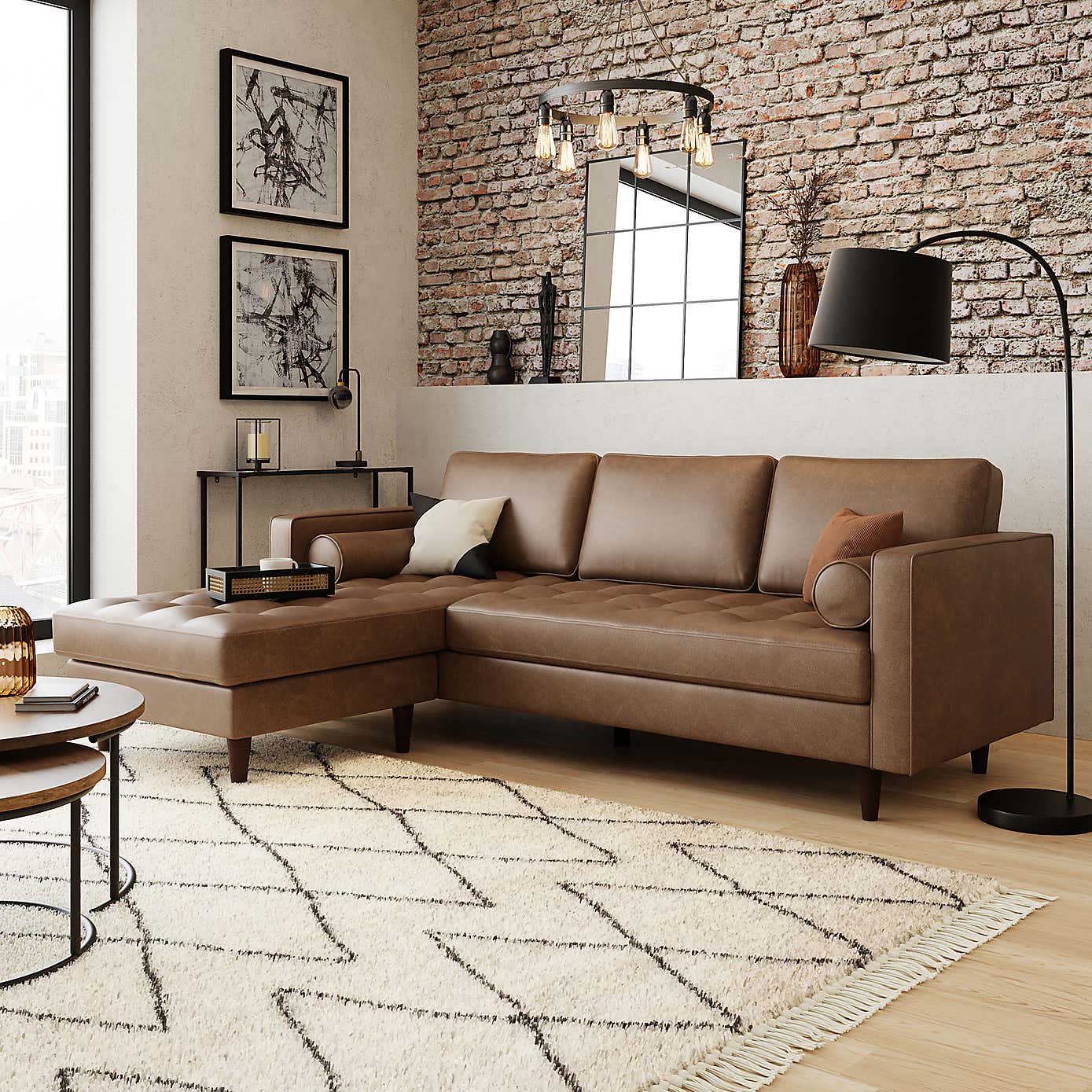 Zoe Faux Leather Right Hand Corner Sofa