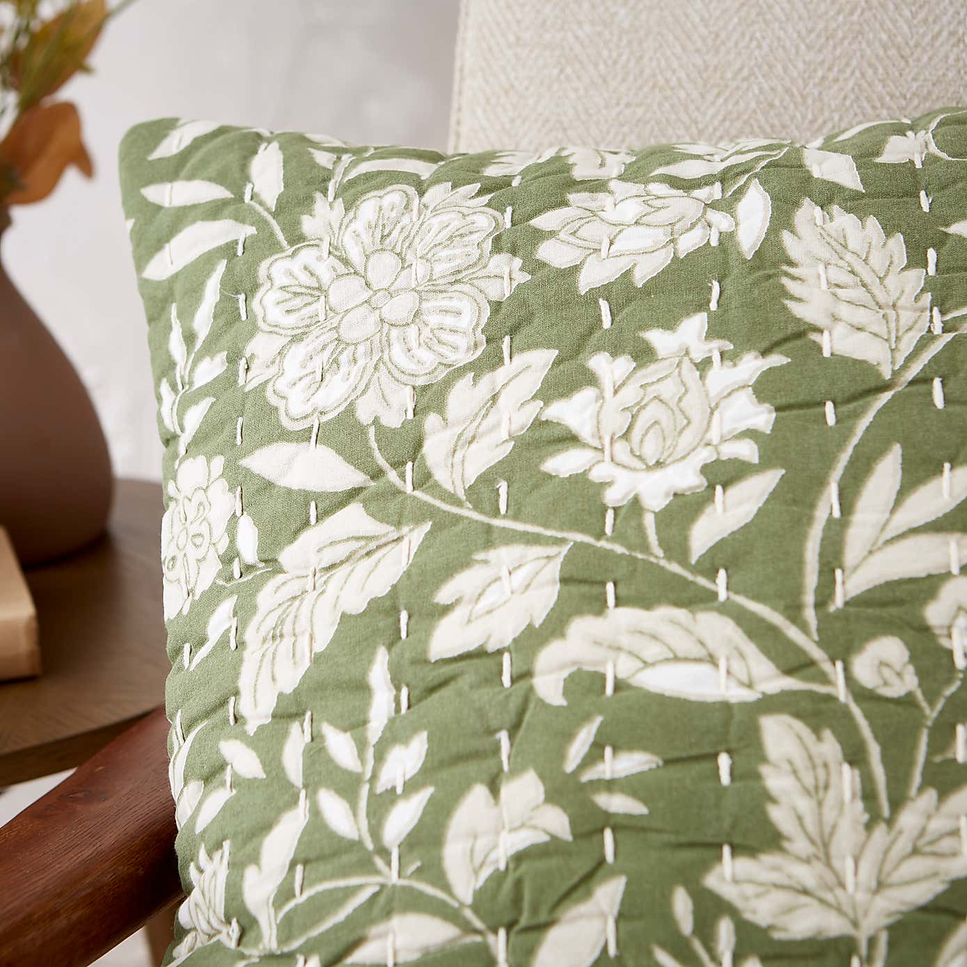 Kantha Block Print Square Cushion Cover