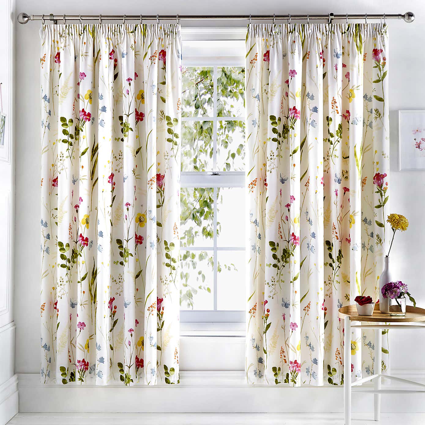 Spring Glade Multicoloured 168 x 183cm Pencil Pleat Curtains