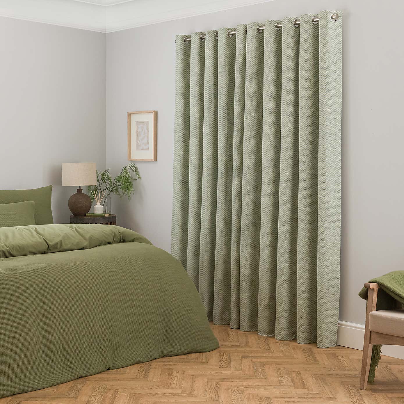 Frankie Herringbone Blackout Eyelet Curtains