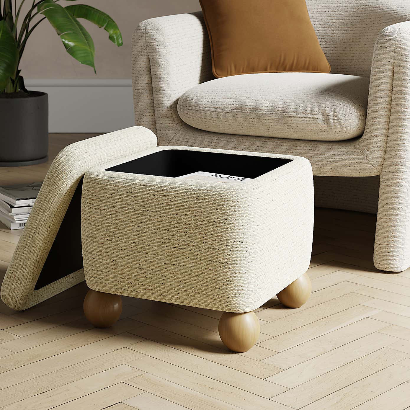 Nylah Boucle Fleck Storage Footstool