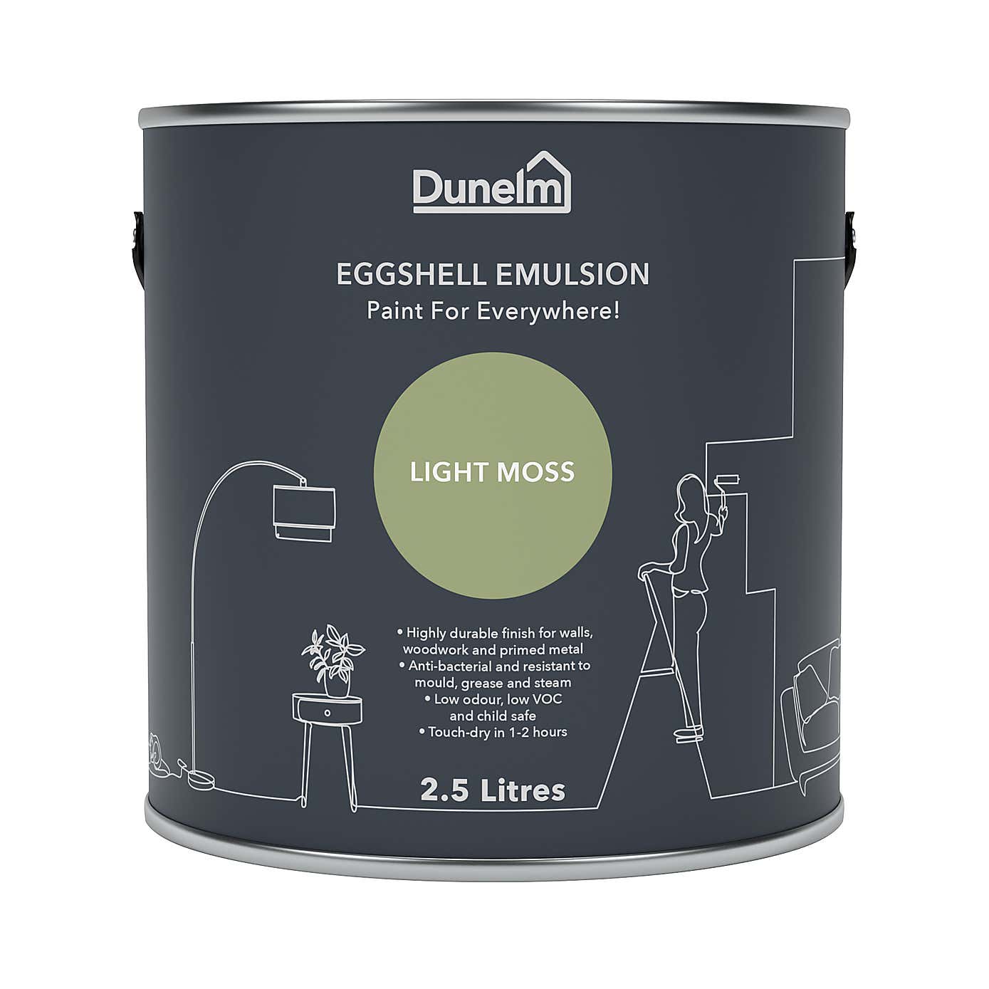 Dunelm Light Moss Eggshell Emulsion Paint