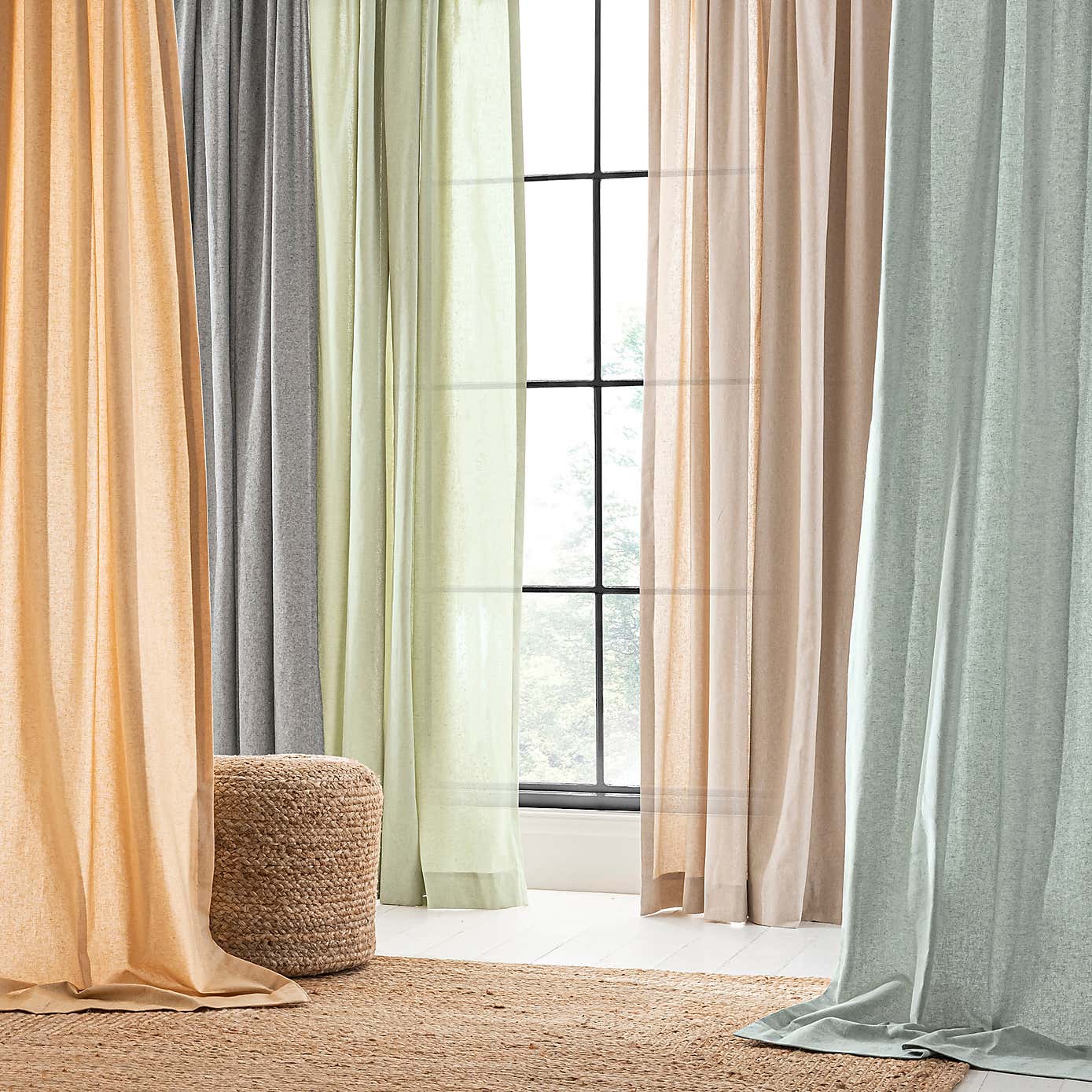 Linen Look Tab Top Pencil Pleat Curtains