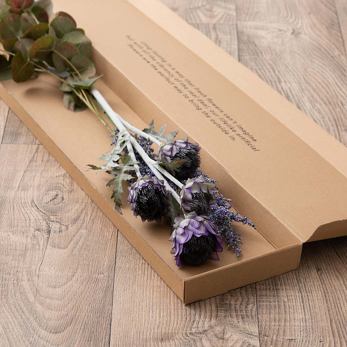 Artificial Thistle Berry and Eucalyptus Letterbox Bouquet