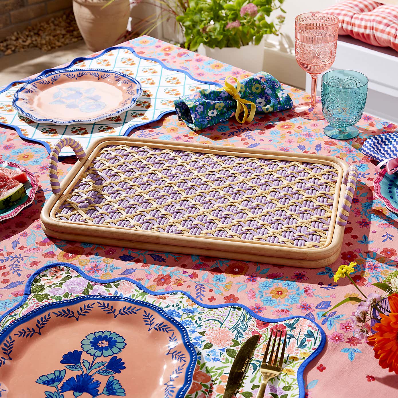 Sophie Robinson Pavilion Woven Lilac Tray