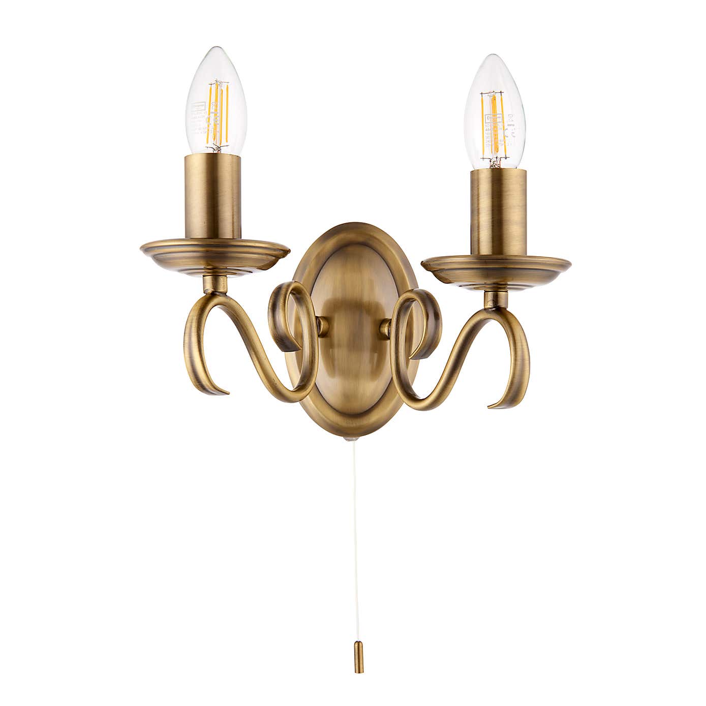 Vogue Bernice 2 Light Wall Light Antique Brass