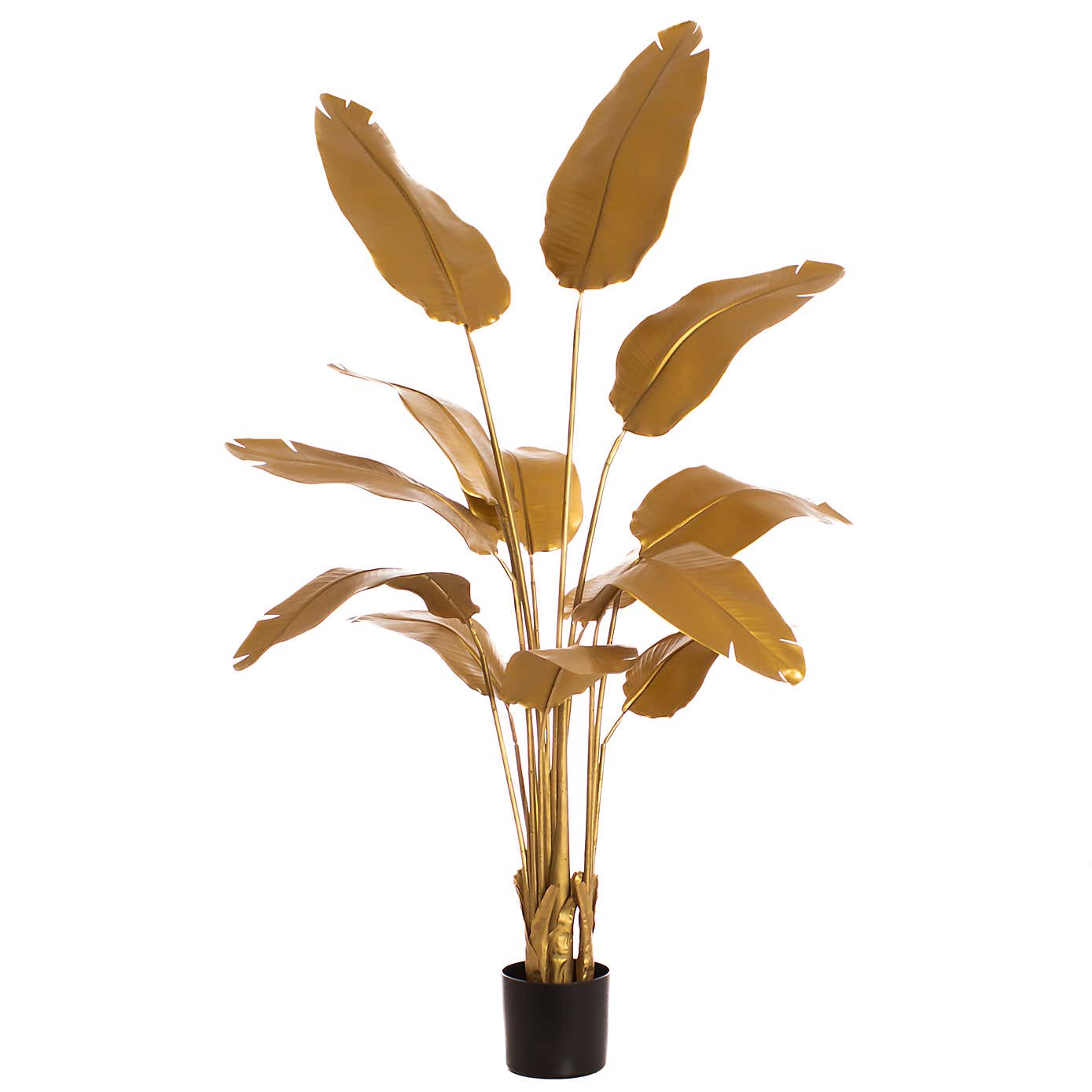 Artificial Gold Banana Palm Tree in Black Plastic Plant Pot