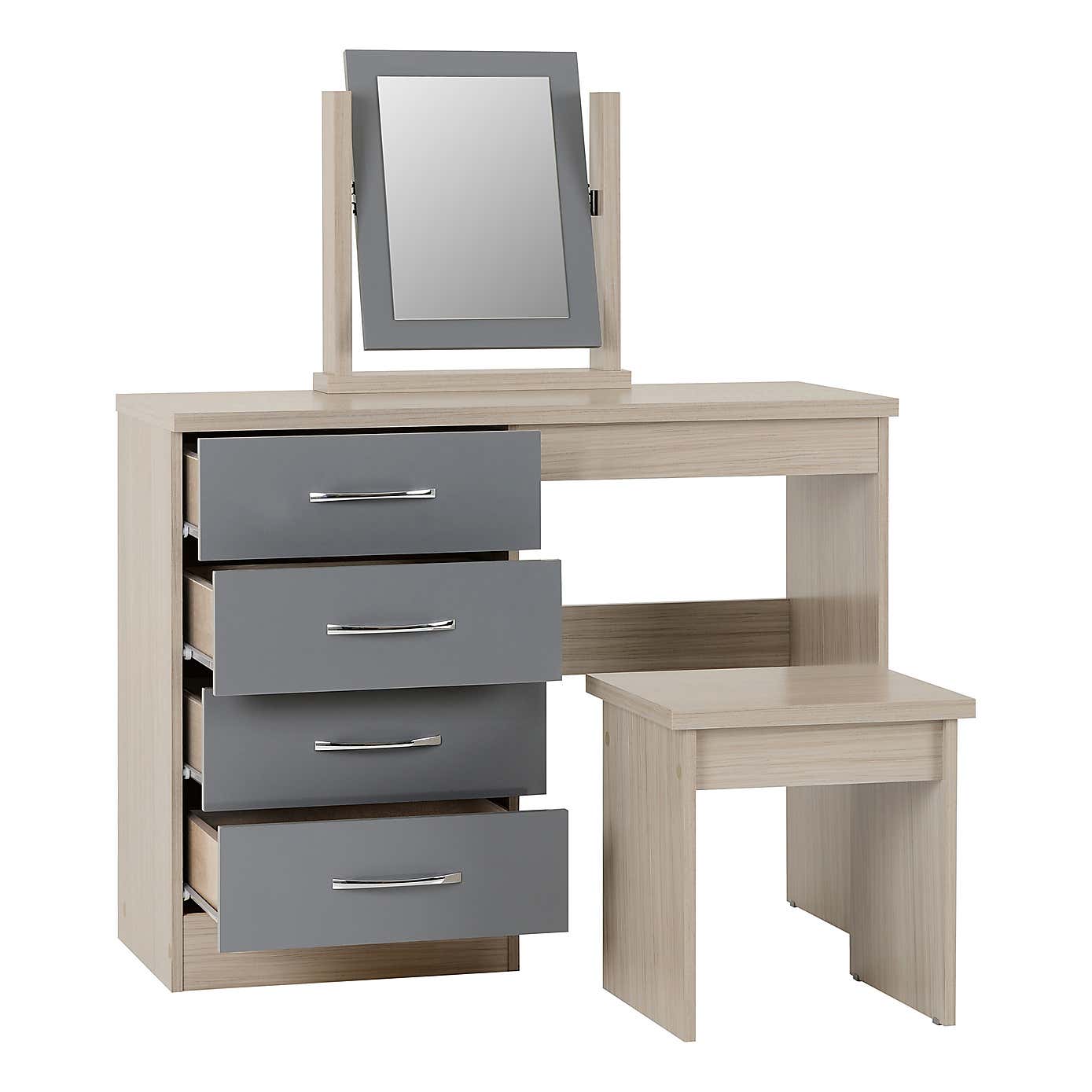 Nevada 4 Drawer Dressing Table Set with Mirror